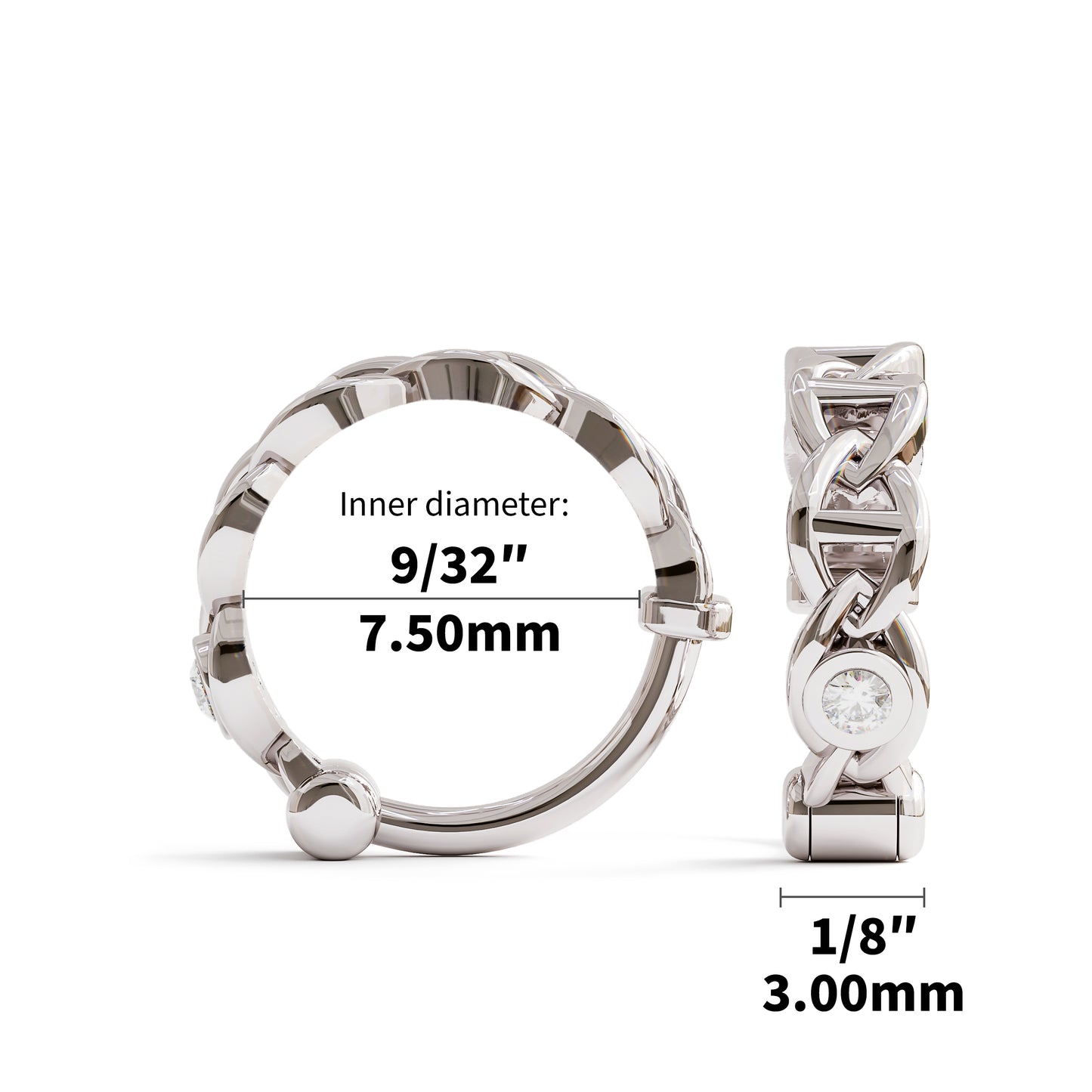 Solid Gold Diamond Chain Link Clicker Hoop