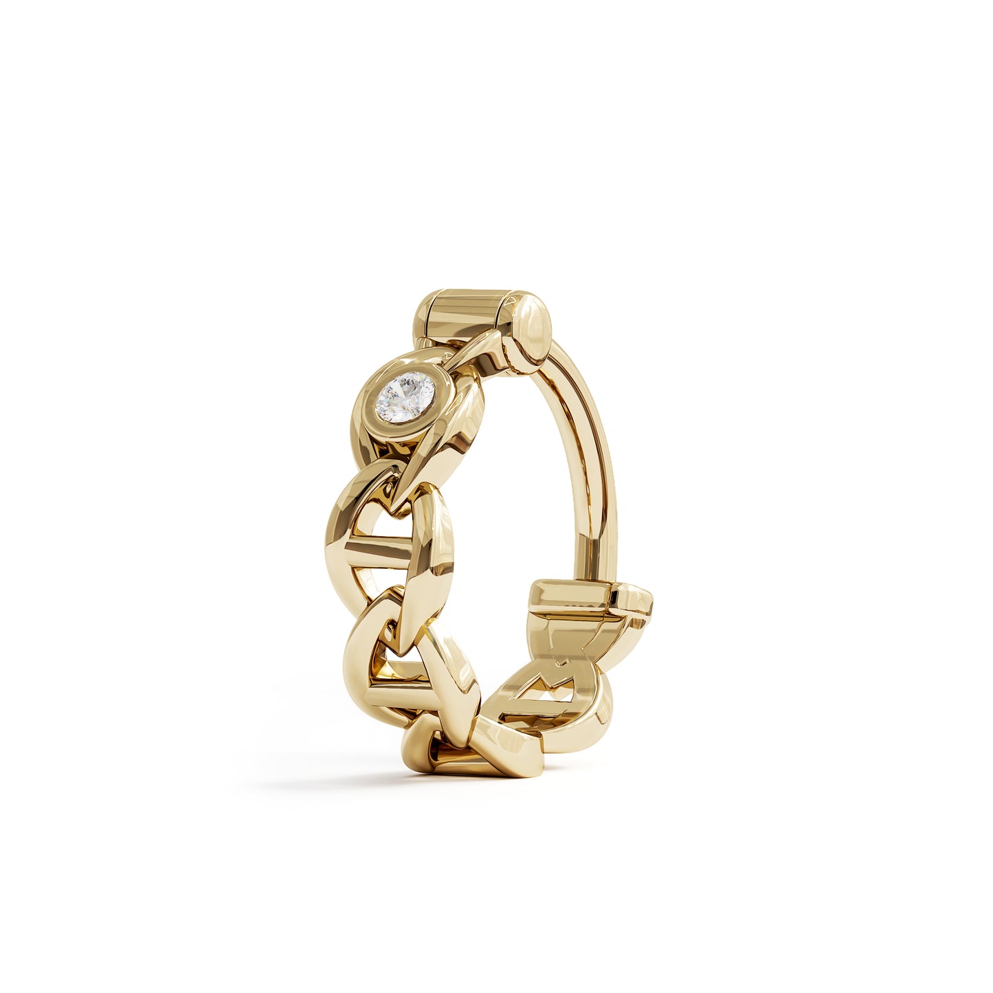 Solid Gold Diamond Chain Link Clicker Hoop