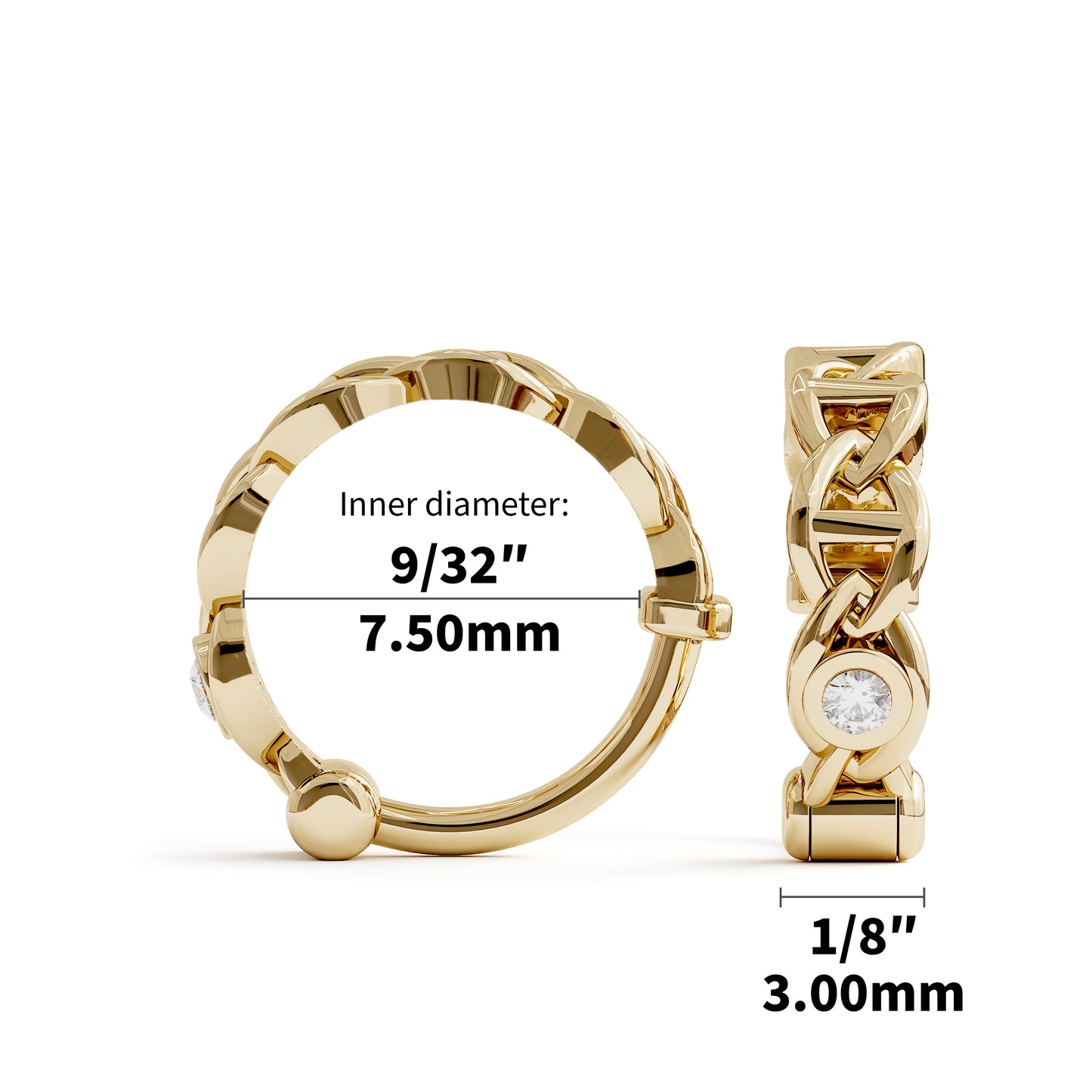 Solid Gold Diamond Chain Link Clicker Hoop