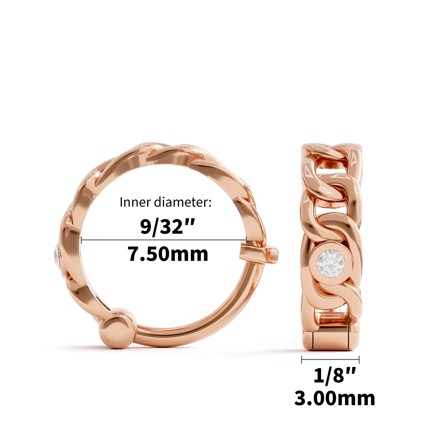 Solid Gold Diamond Statement Chain Clicker Hoop