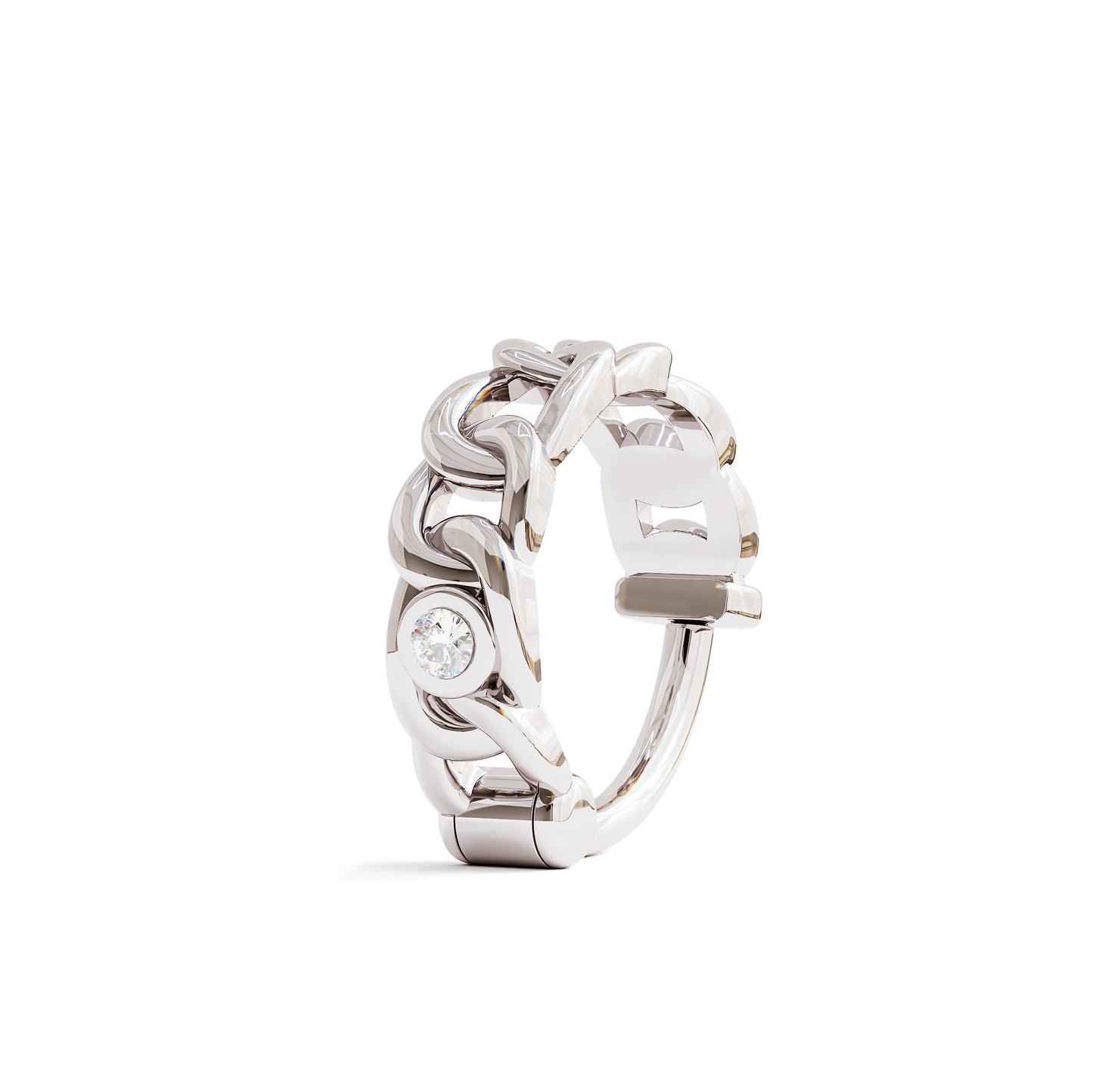 Solid Gold Diamond Statement Chain Clicker Hoop
