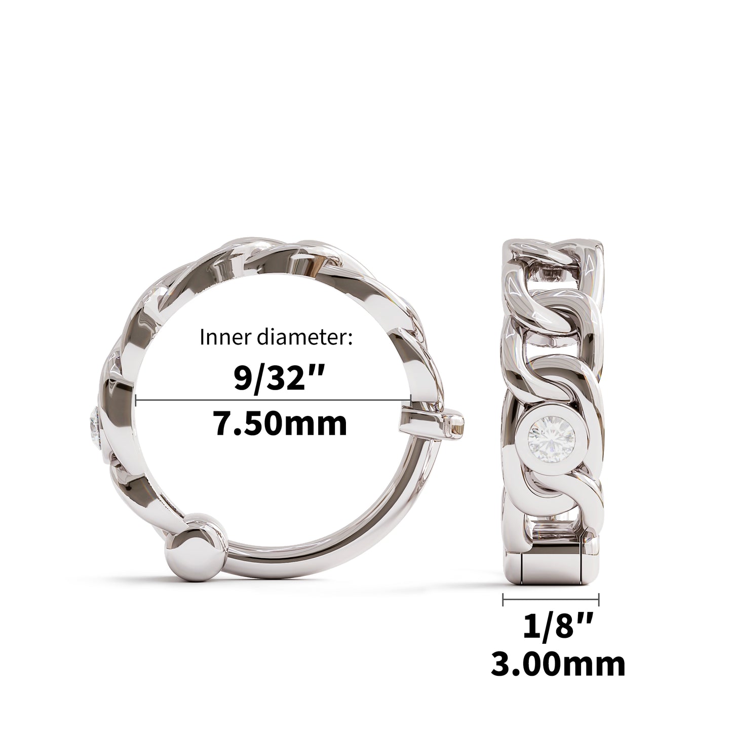 Solid Gold Diamond Statement Chain Clicker Hoop