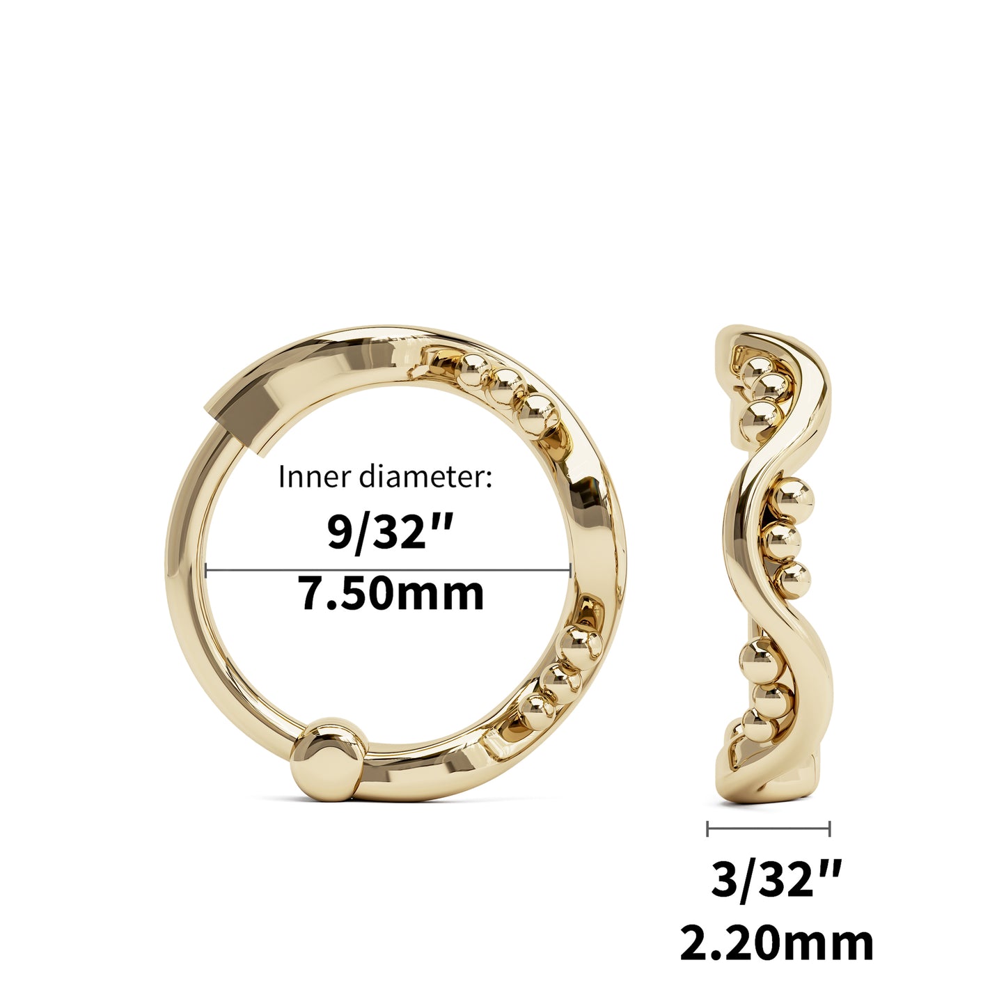 Solid Gold Granulated Clicker Hoop