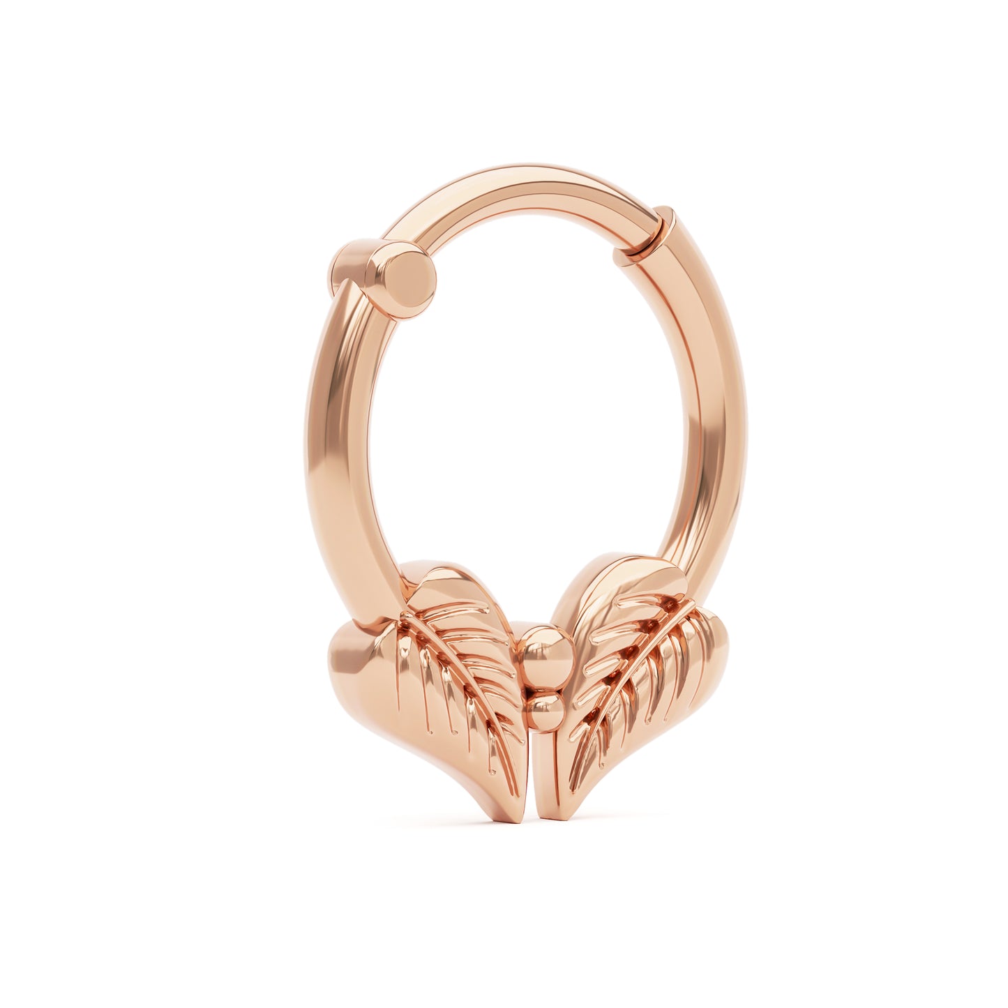 Solid Gold Double Leaf Clicker Hoop