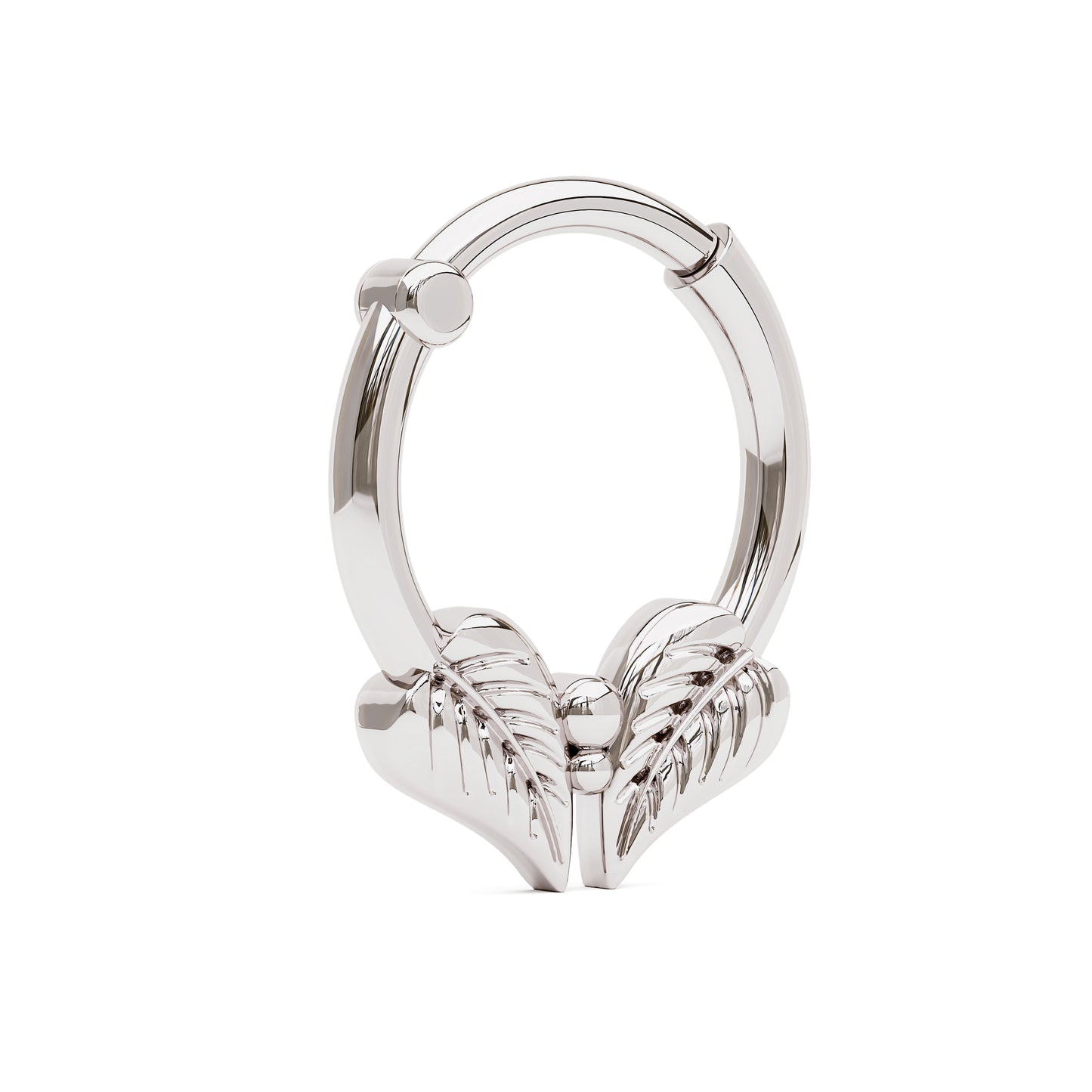 Solid Gold Double Leaf Clicker Hoop