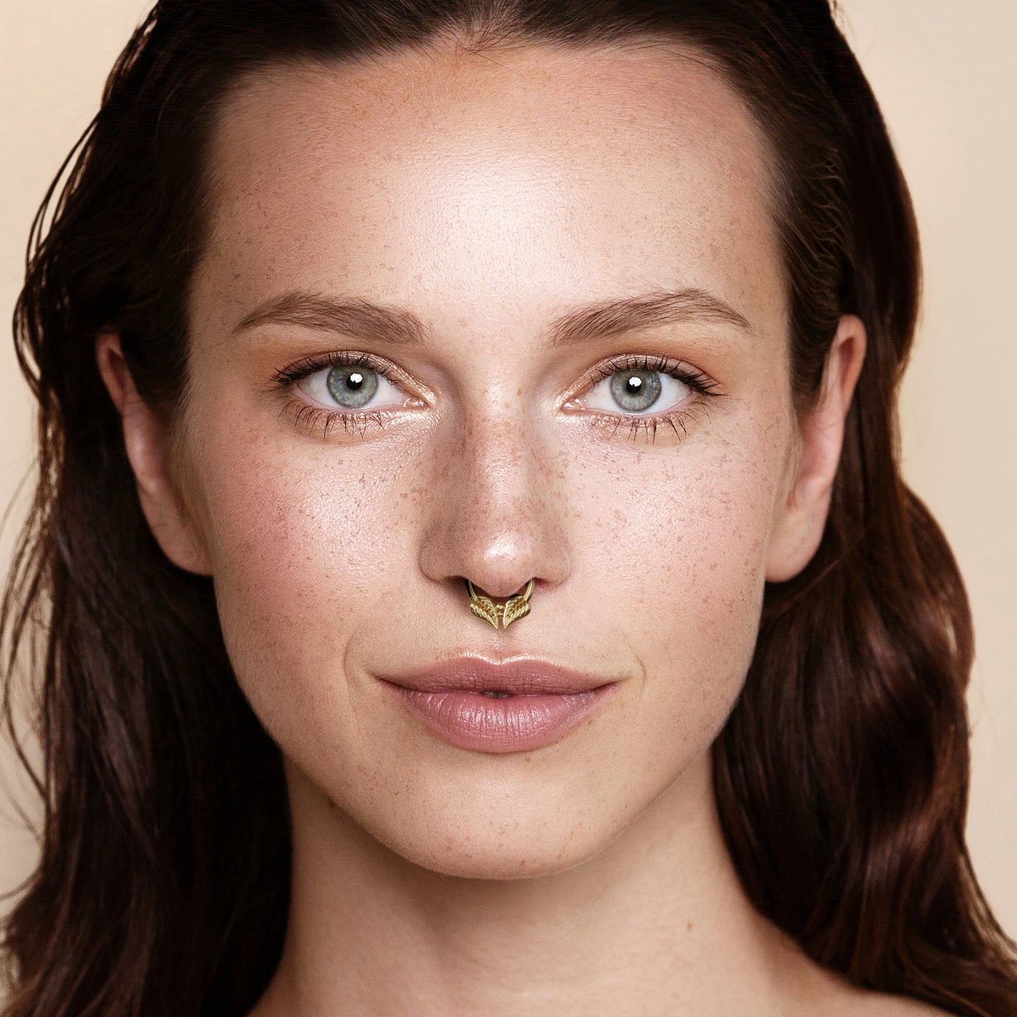 Solid Gold Double Leaf Clicker Hoop