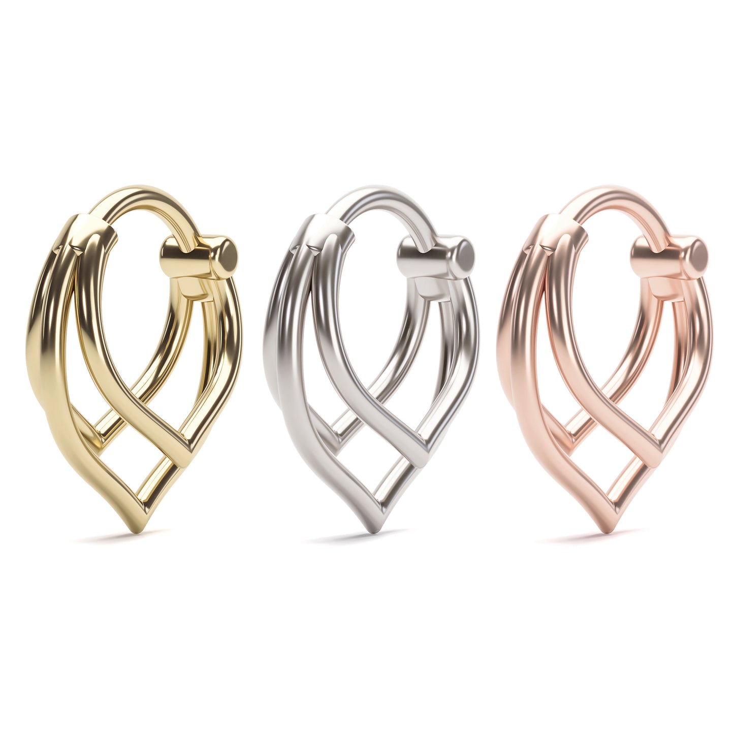 Solid Gold Trinity V Shape Clicker Hoop
