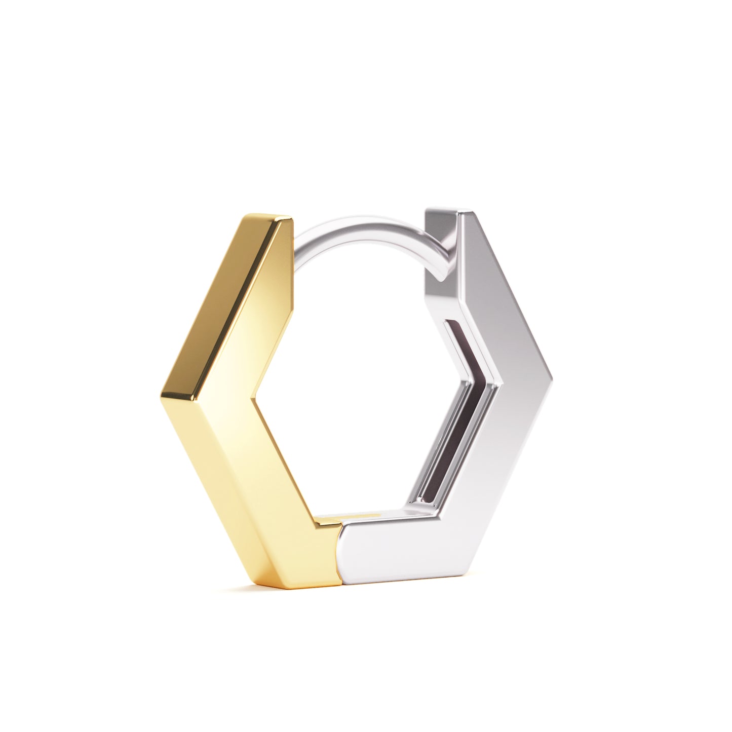 Solid Gold Hexagon Clicker Hoop