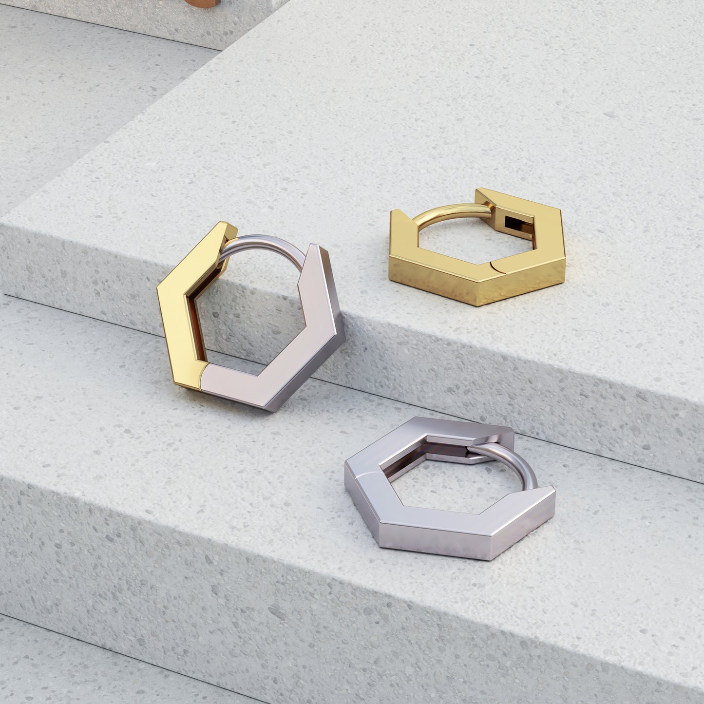 Solid Gold Hexagon Clicker Hoop