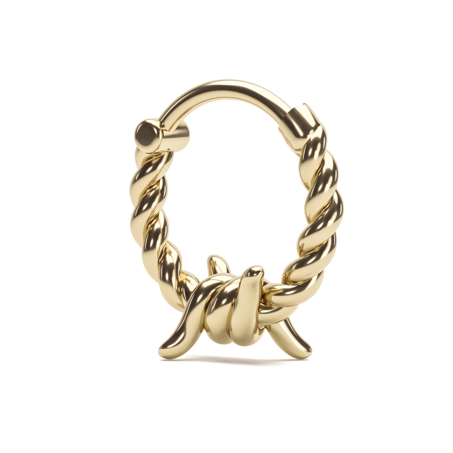 Solid Gold Rope Knot Clicker Hoop