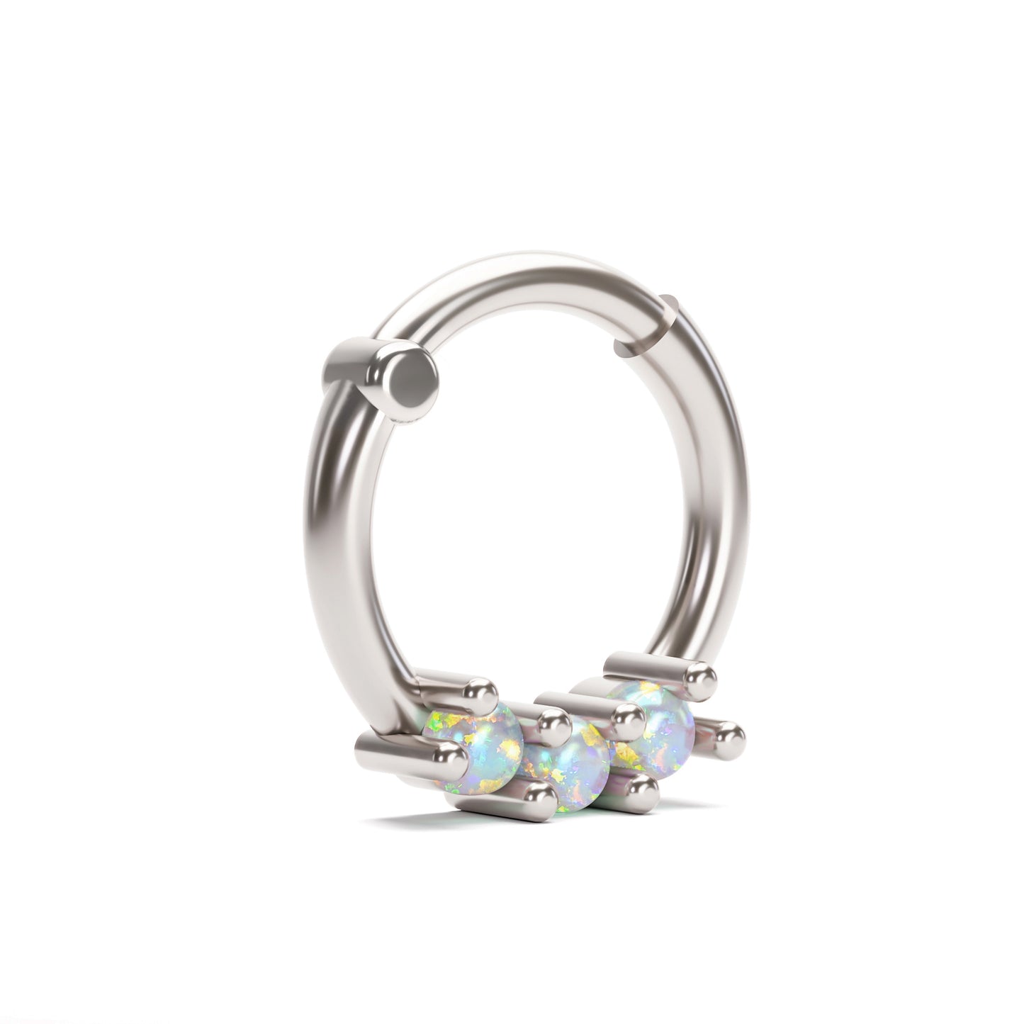 Solid Gold Opal Clicker Hoop