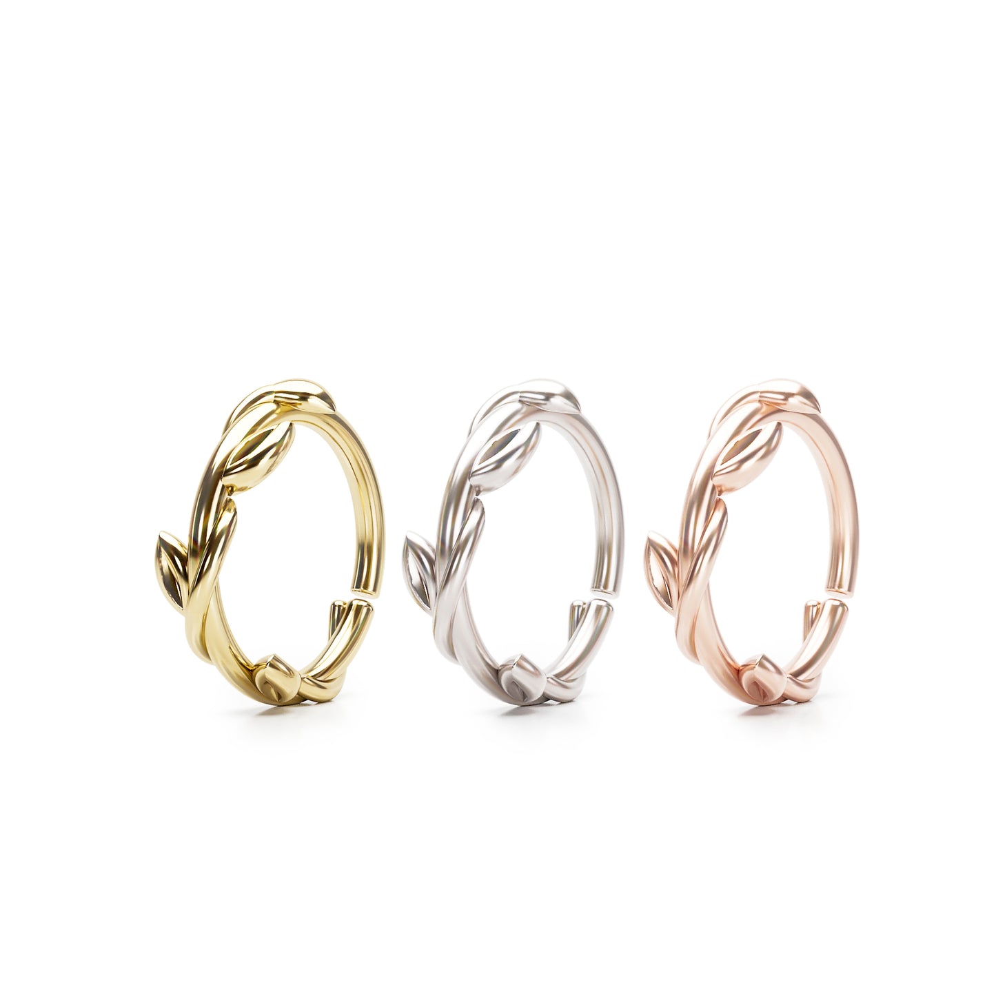 Solid Gold Grecian Leaf Seamless Hoop