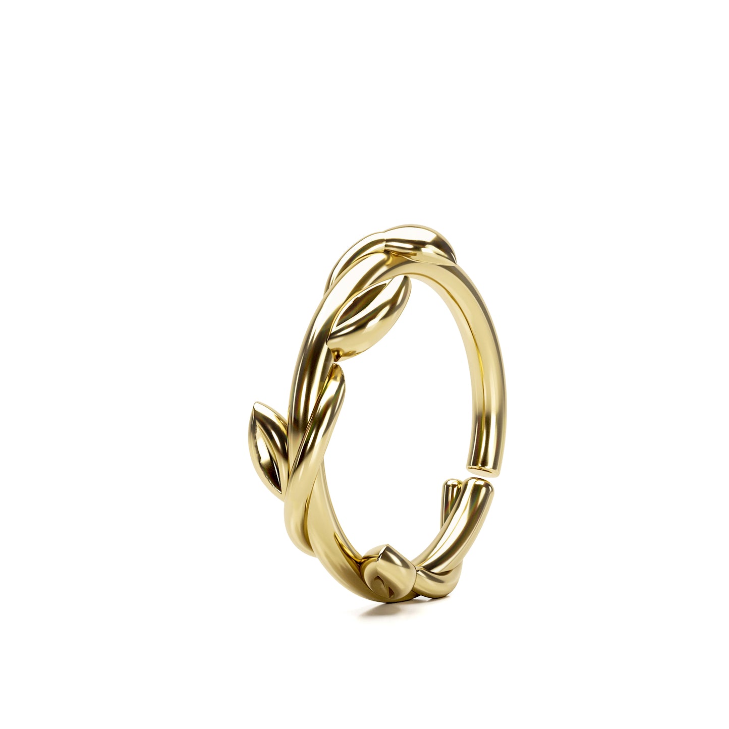 Solid Gold Grecian Leaf Seamless Hoop
