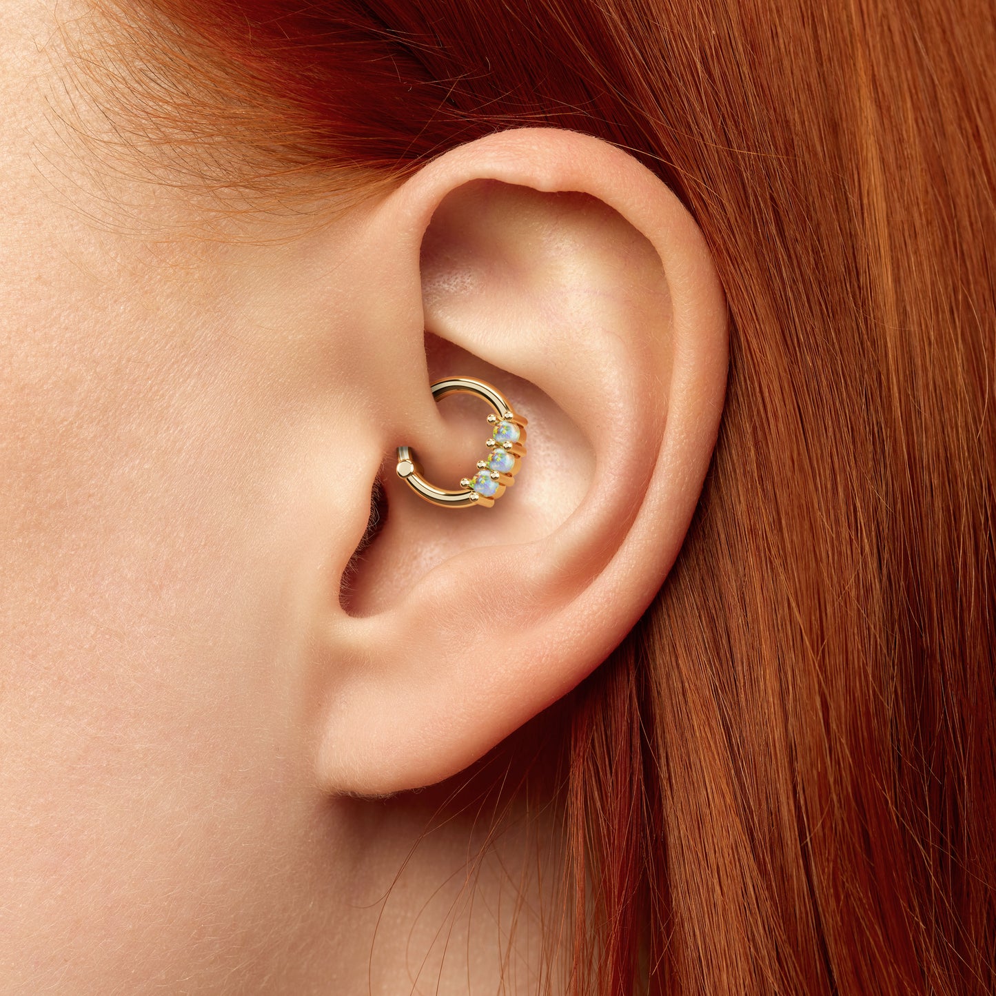Solid Gold Opal Clicker Hoop