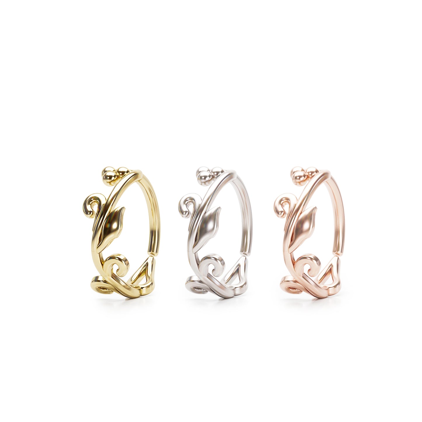 Solid Gold Leaf Seamless Hoop