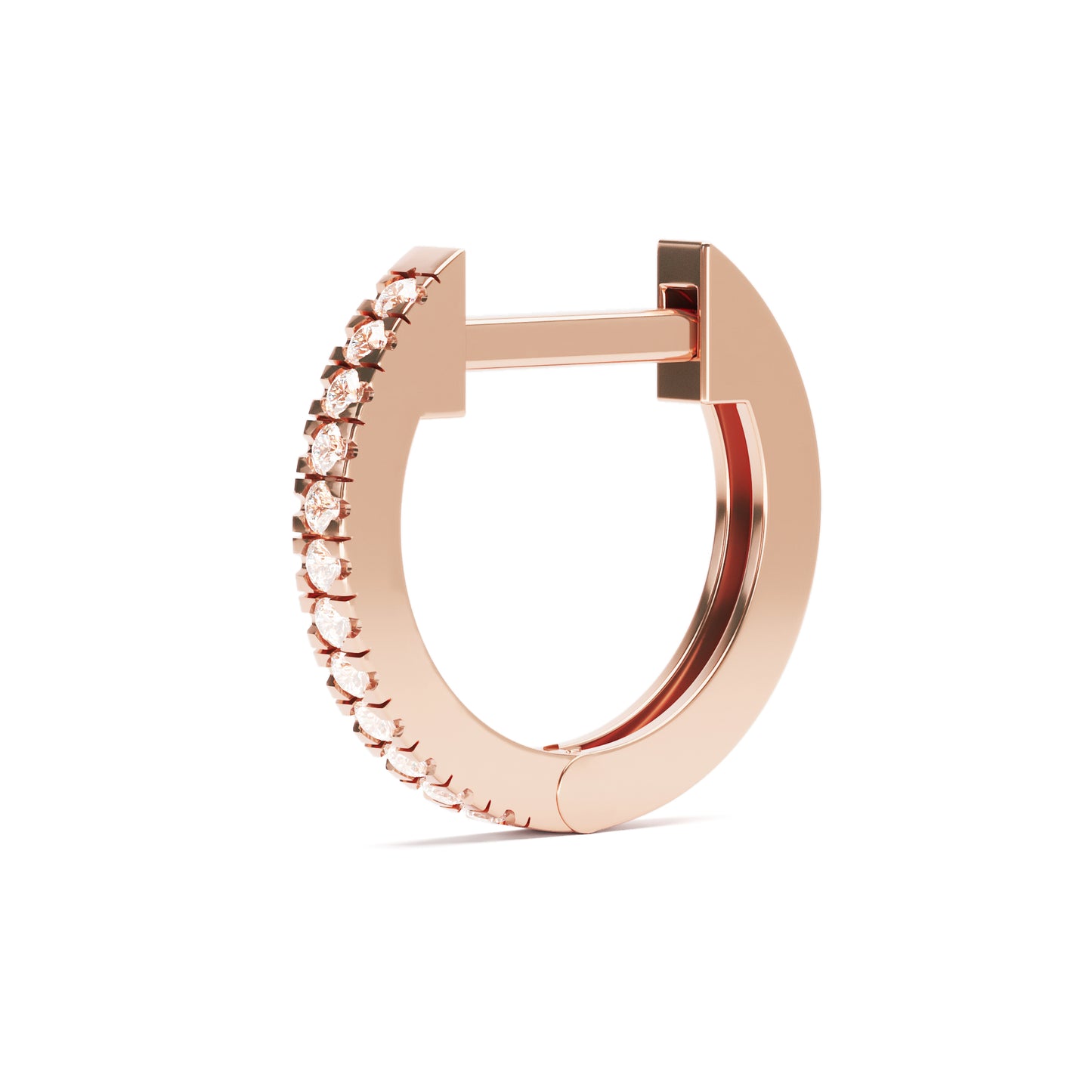 Solid Gold Pave Set Diamond Clicker Hoop