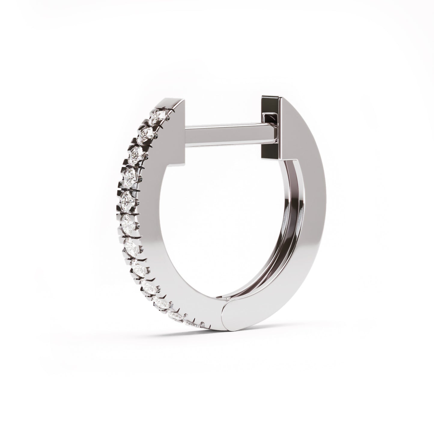 Solid Gold Pave Set Diamond Clicker Hoop