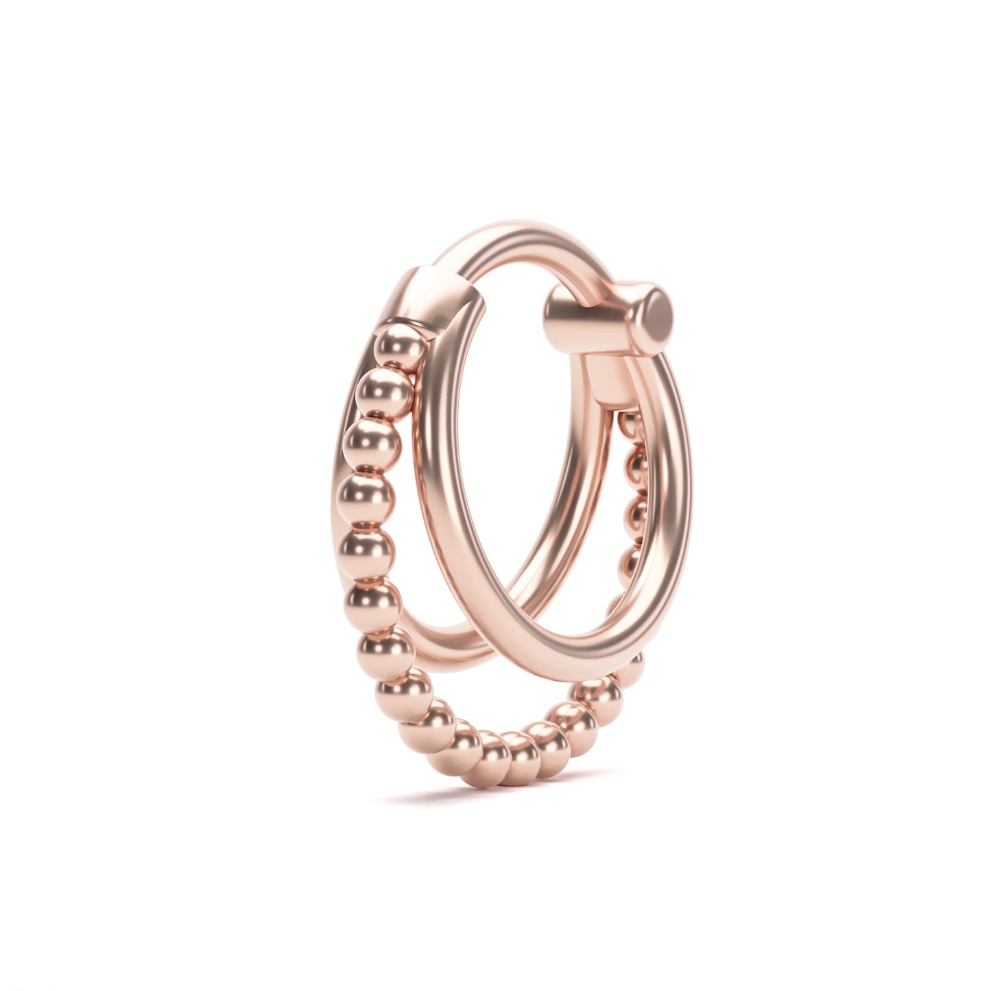 Solid Gold Trinity Bead Clicker Hoop