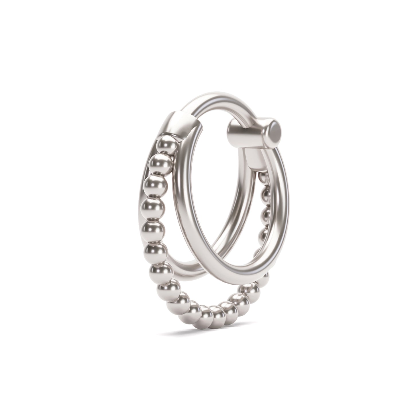 Solid Gold Trinity Bead Clicker Hoop