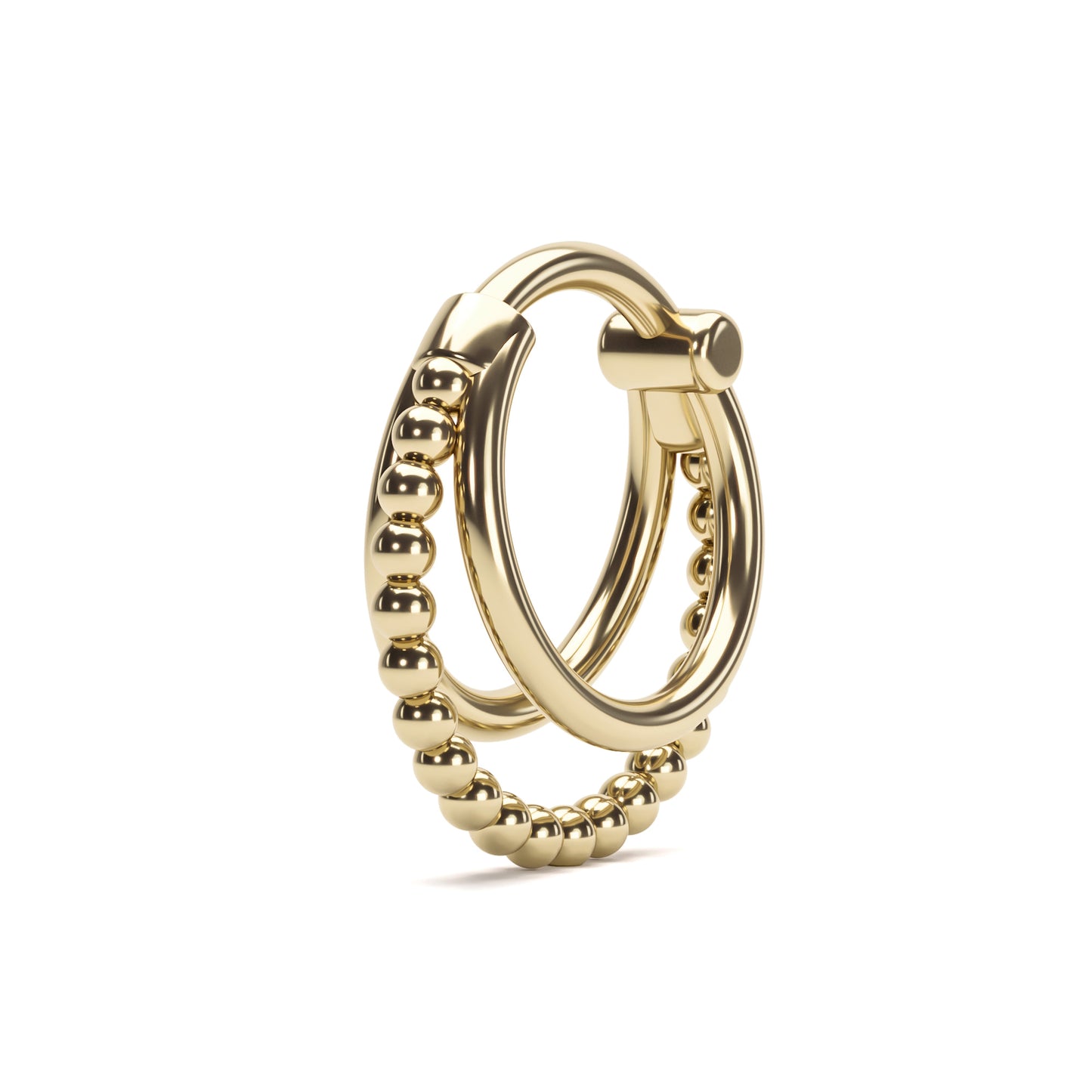 Solid Gold Trinity Bead Clicker Hoop