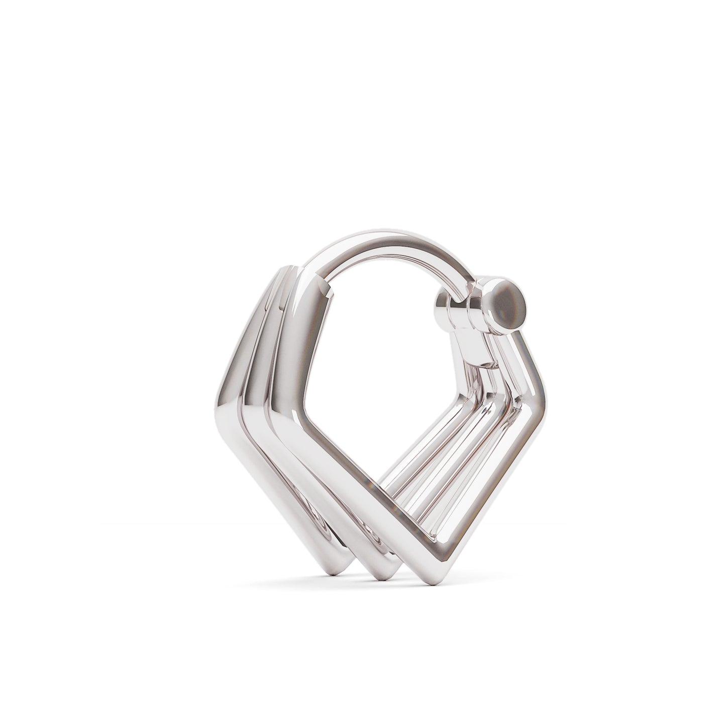Solid Gold Stacked V Shape Clicker Hoop