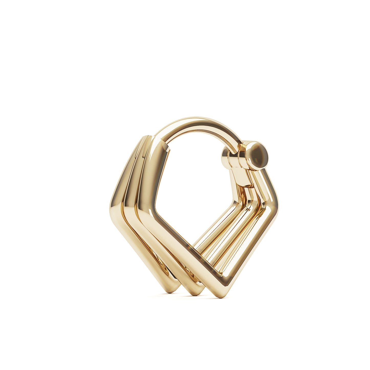 Solid Gold Stacked V Shape Clicker Hoop