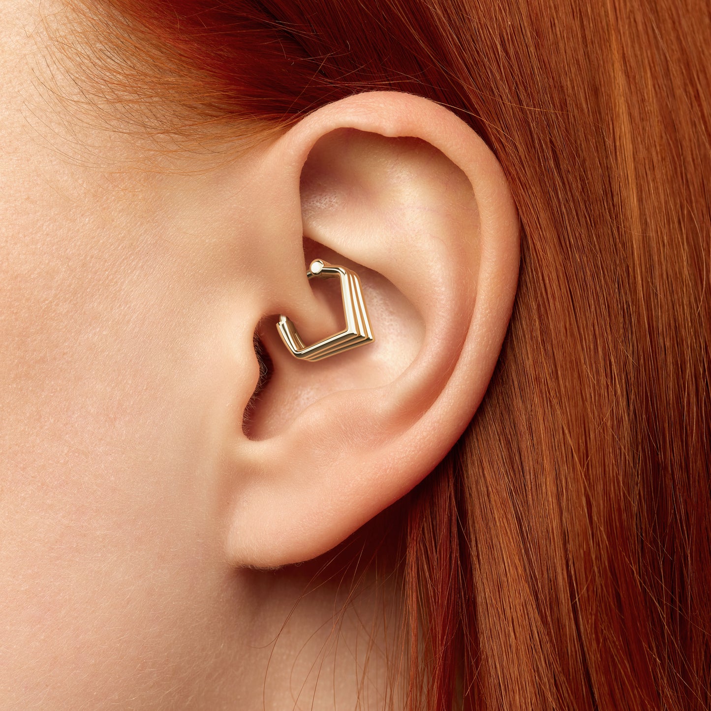Solid Gold Stacked V Shape Clicker Hoop