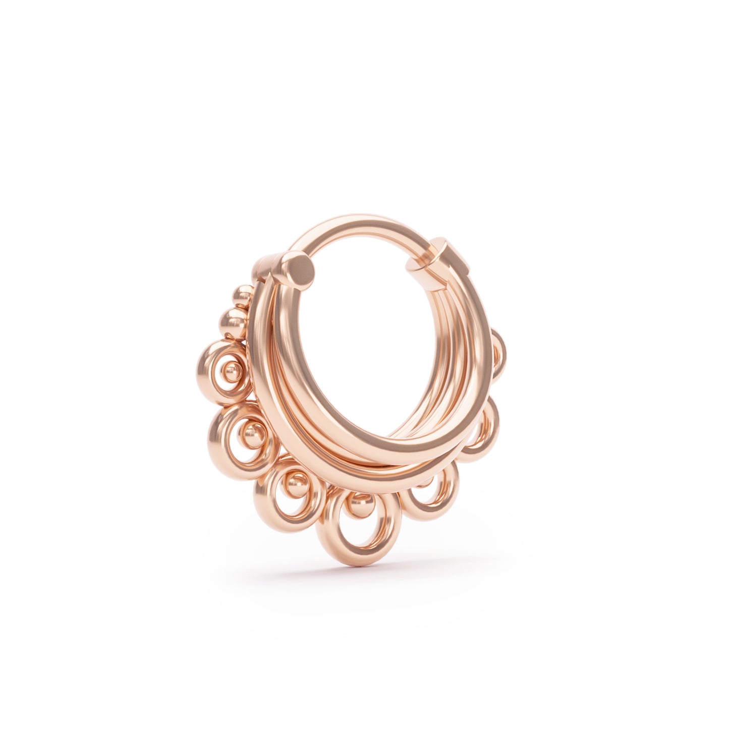 Solid Gold Decorative Stacked Clicker Hoop