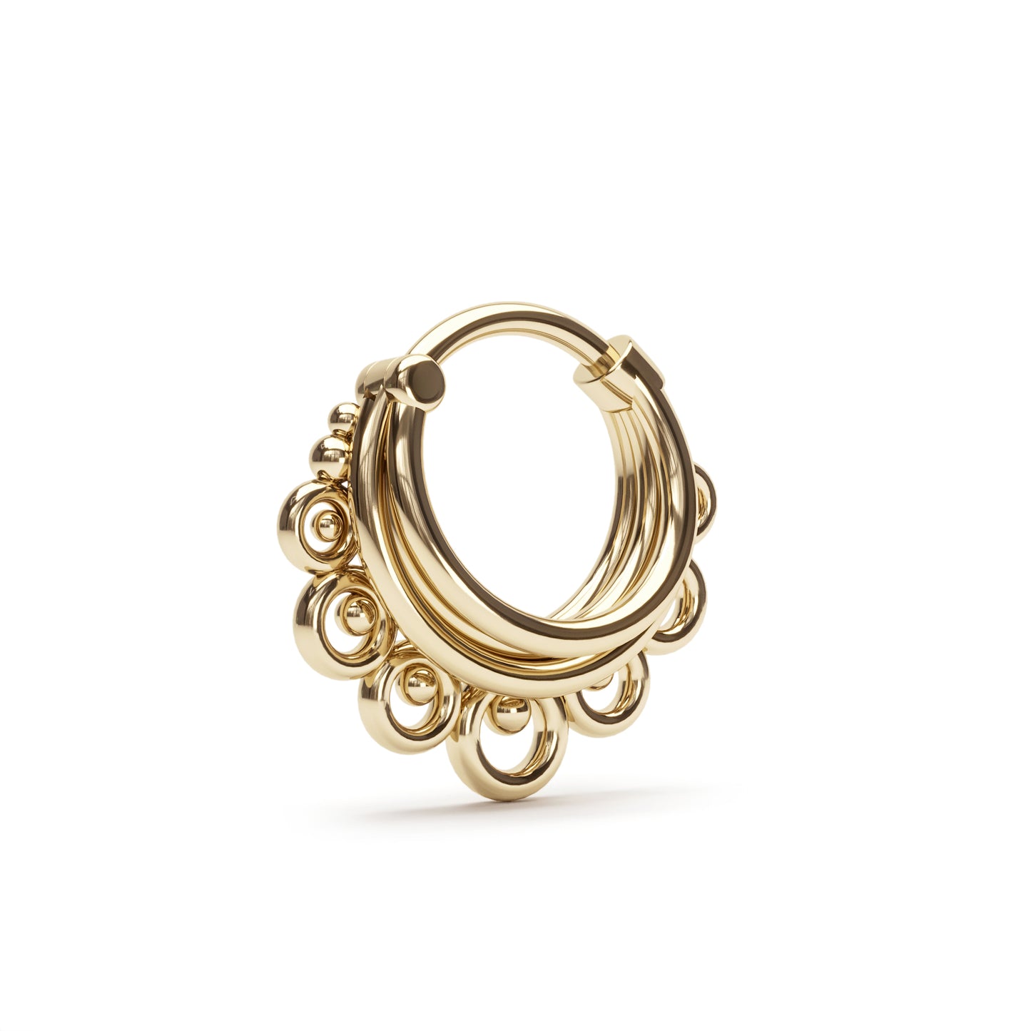 Solid Gold Decorative Stacked Clicker Hoop