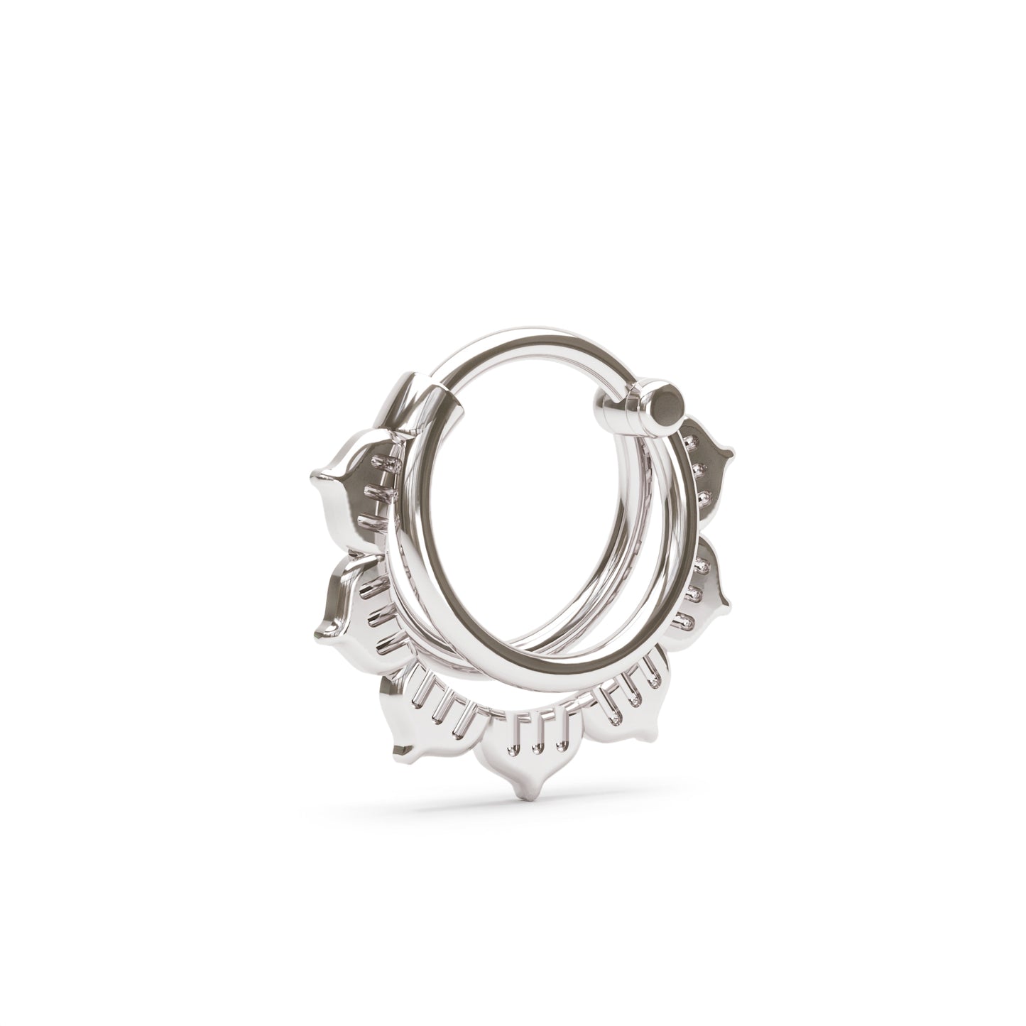 Solid Gold Stacked Lotus Clicker Hoop