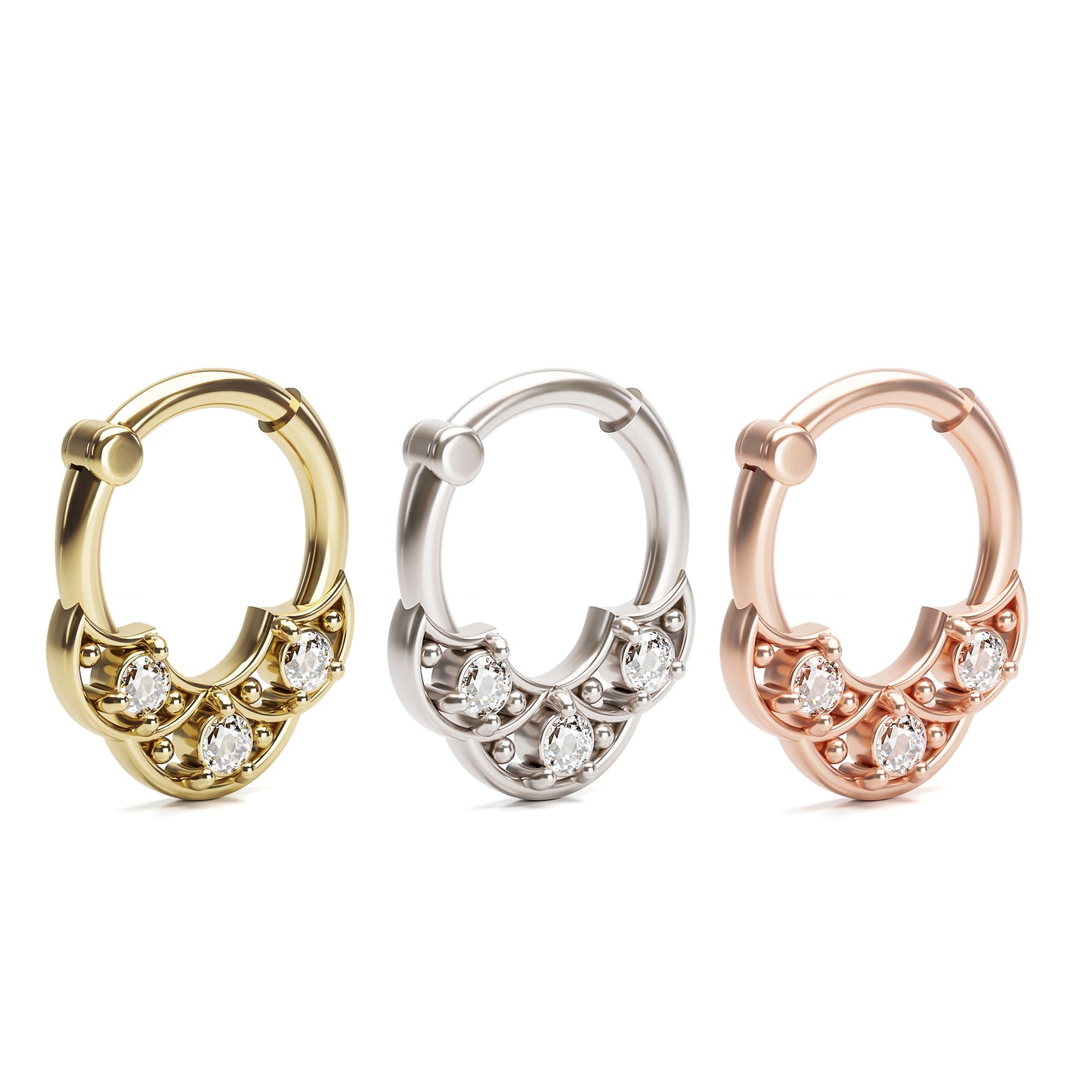 Solid Gold Diamond Shield Clicker Hoop