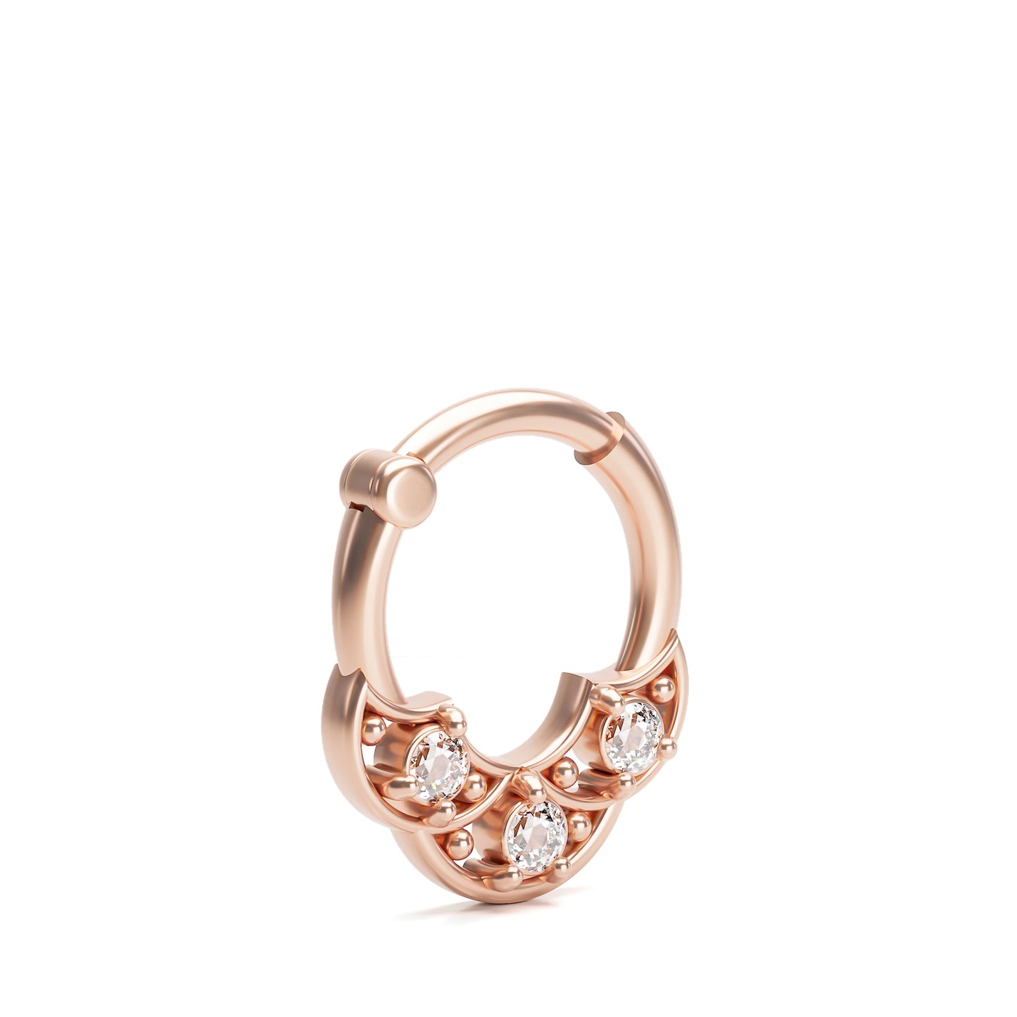 Solid Gold Diamond Shield Clicker Hoop