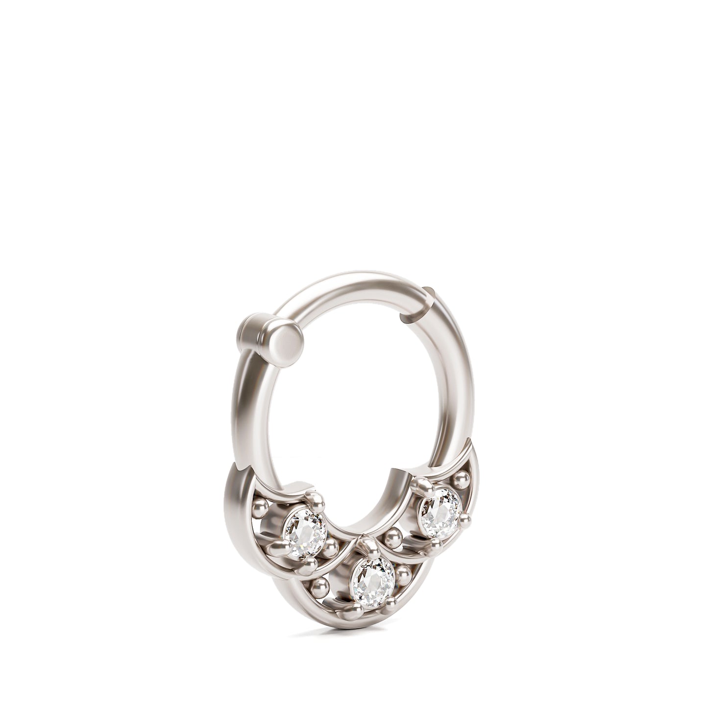 Solid Gold Diamond Shield Clicker Hoop