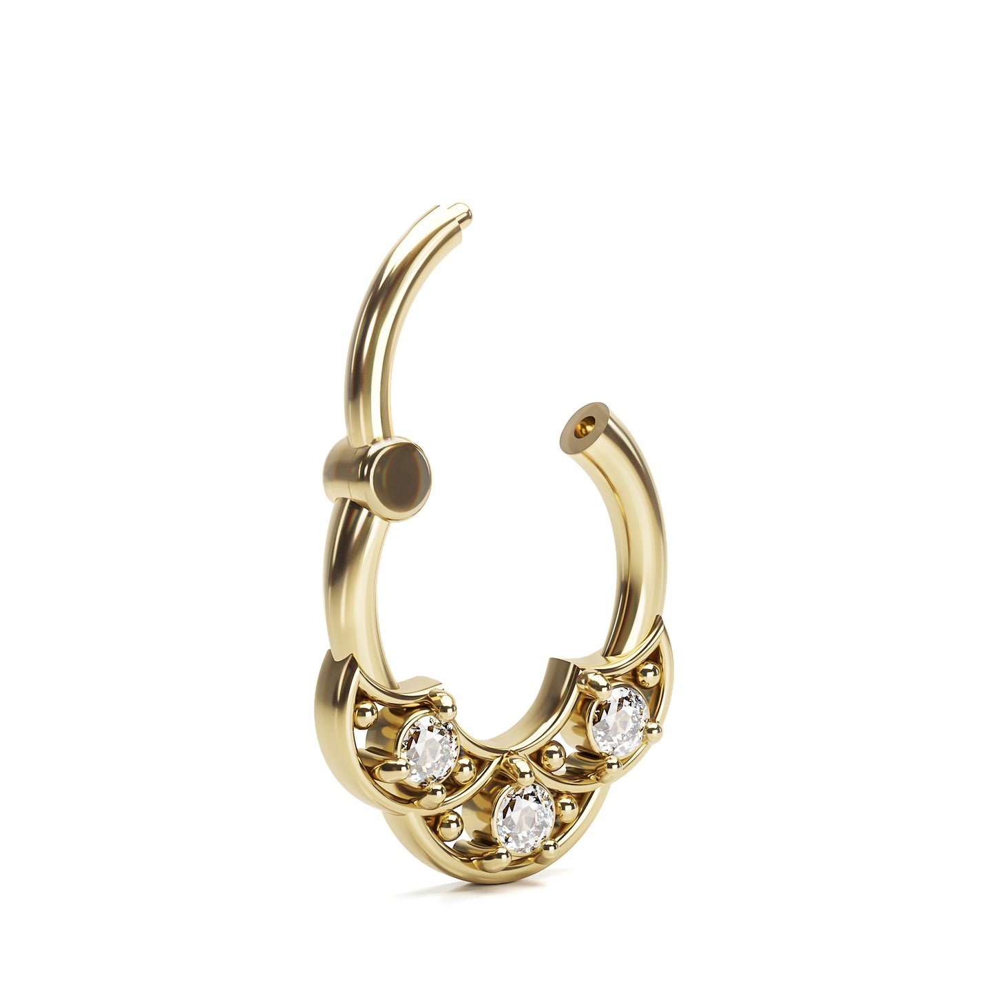 Solid Gold Diamond Shield Clicker Hoop