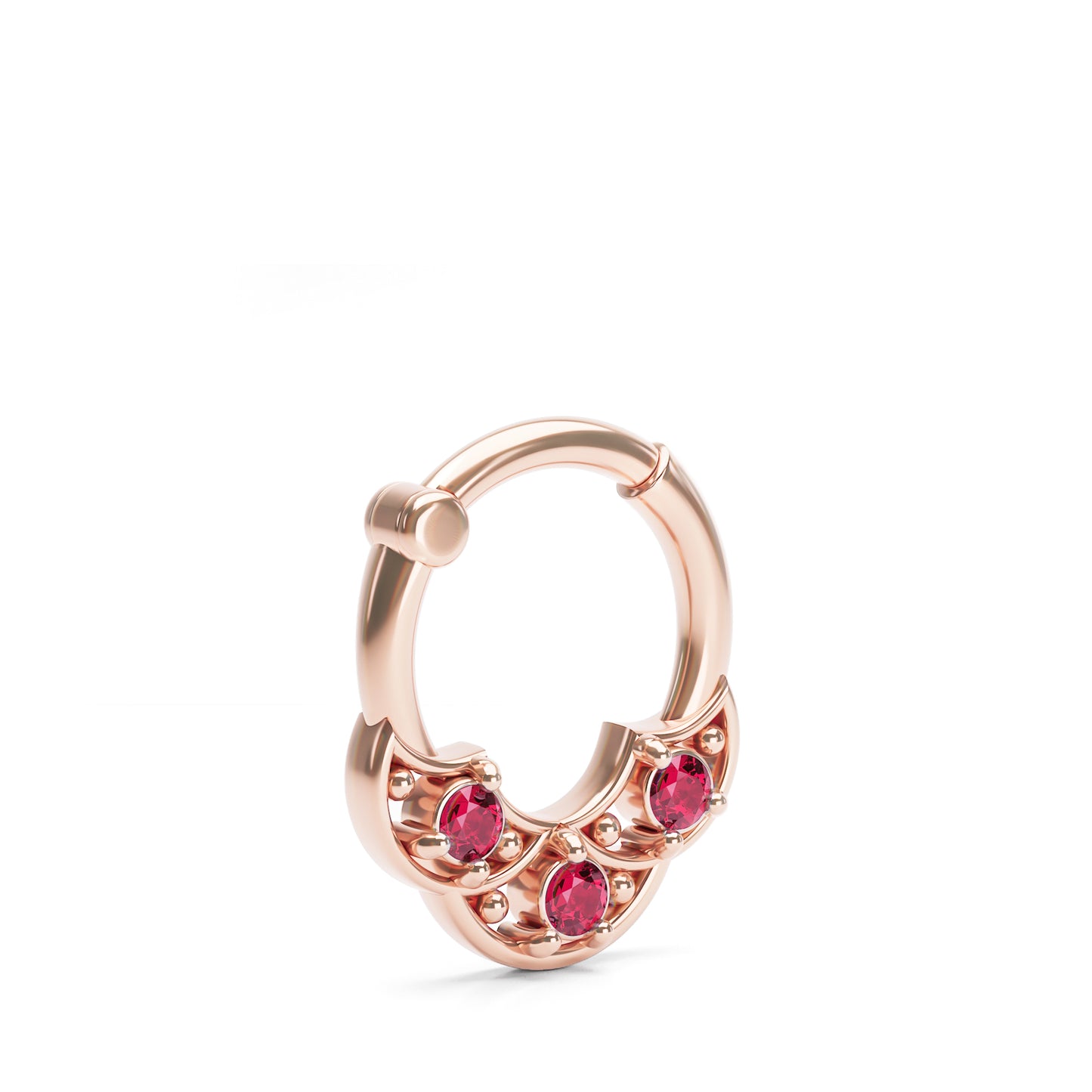 Solid Gold Ruby Shield Clicker Hoop