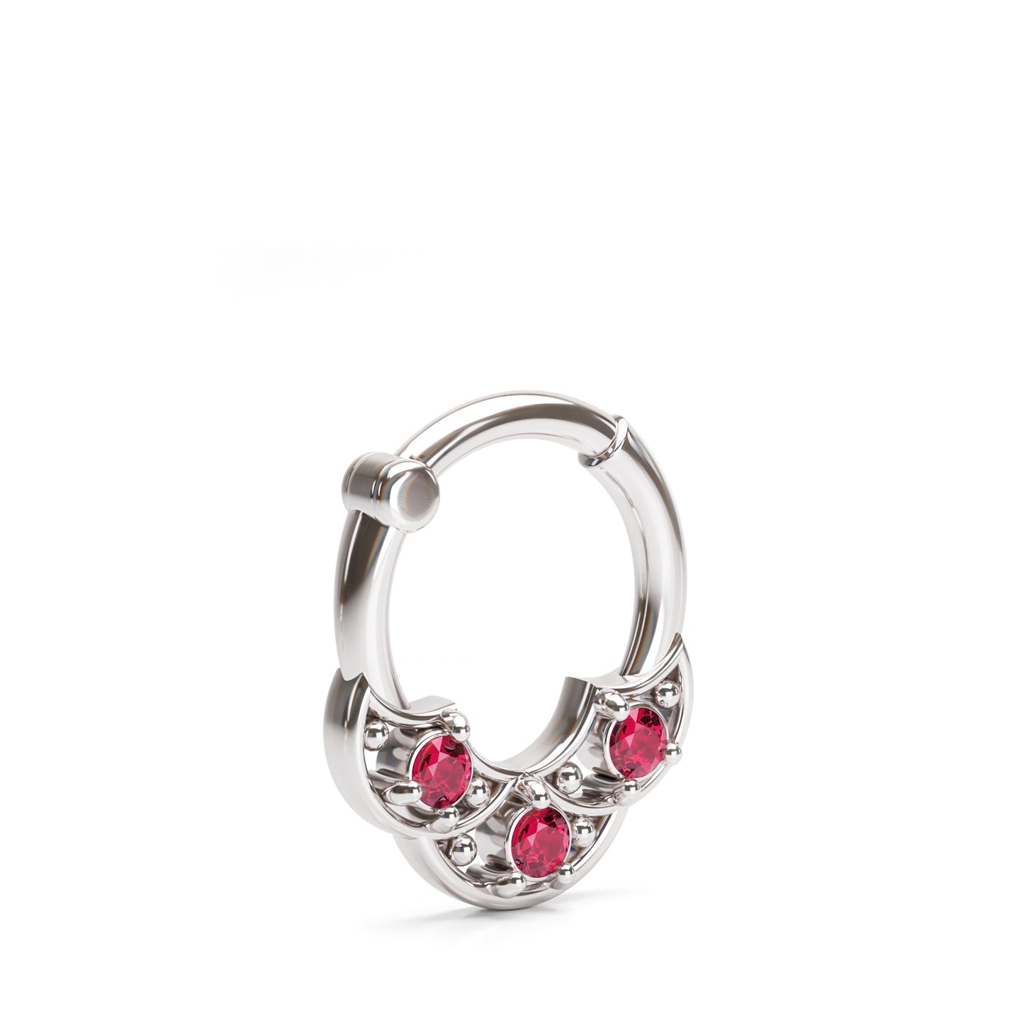 Solid Gold Ruby Shield Clicker Hoop