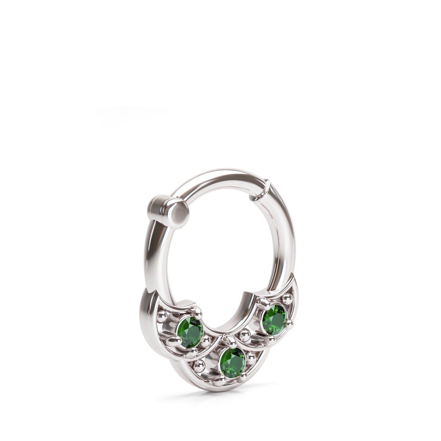 Solid Gold Emerald Shield Clicker Hoop