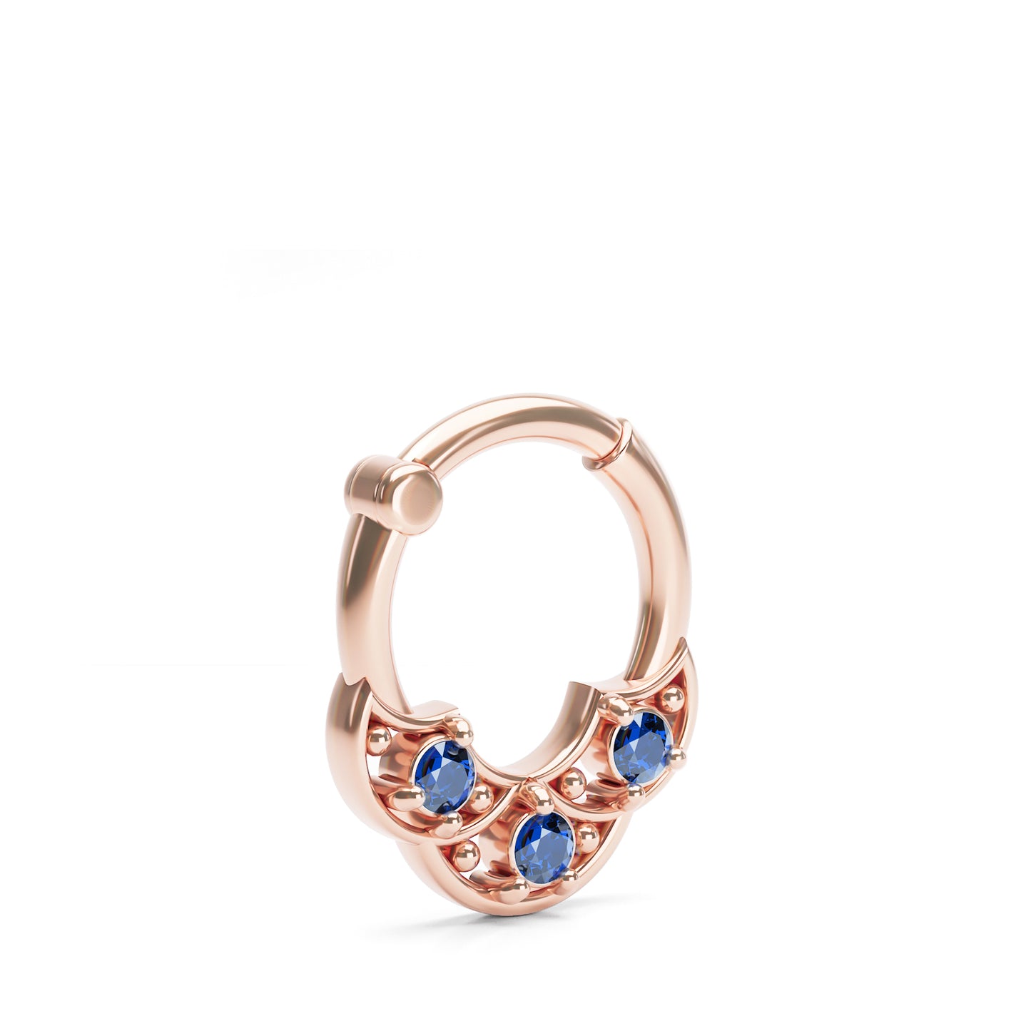 Solid Gold Sapphire Shield Clicker Hoop