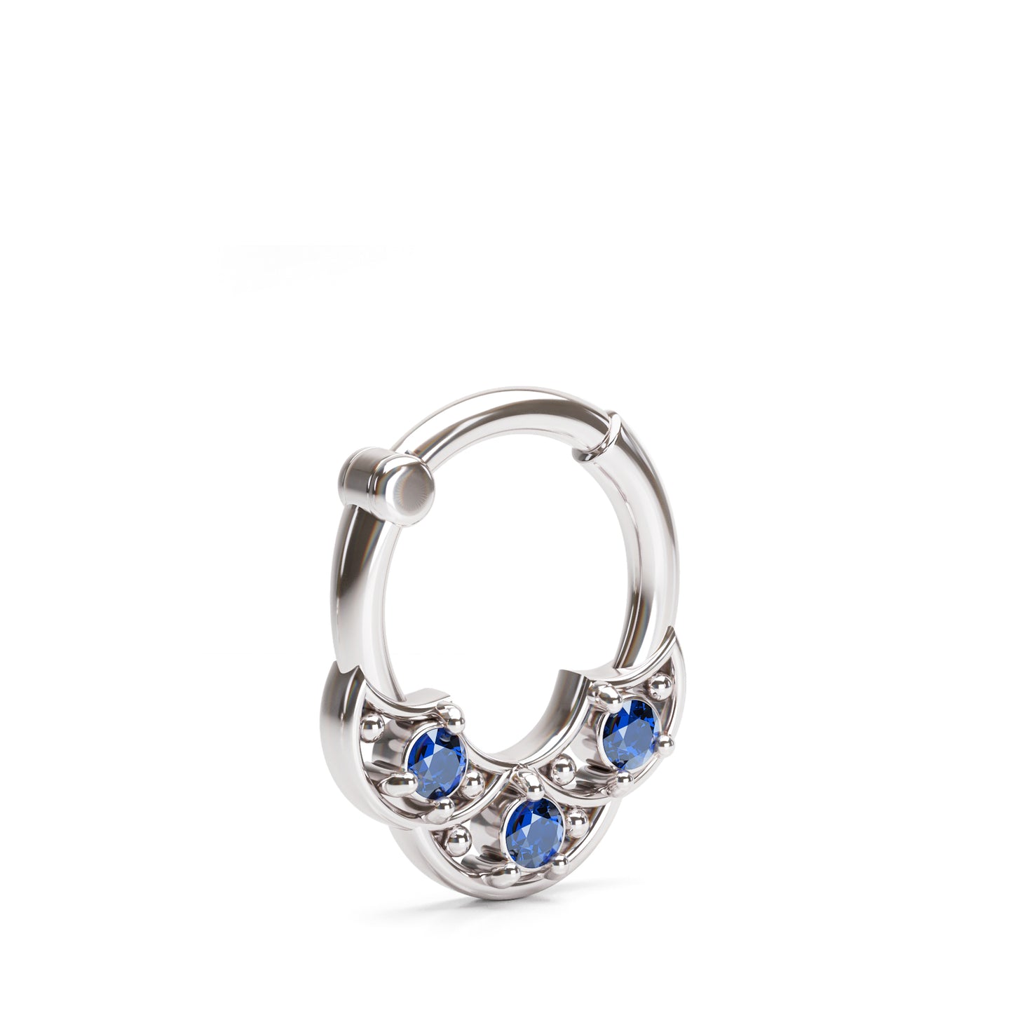 Solid Gold Sapphire Shield Clicker Hoop