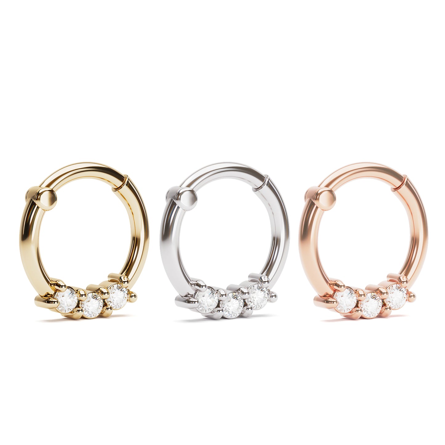 Solid Gold Diamond Clicker Hoop