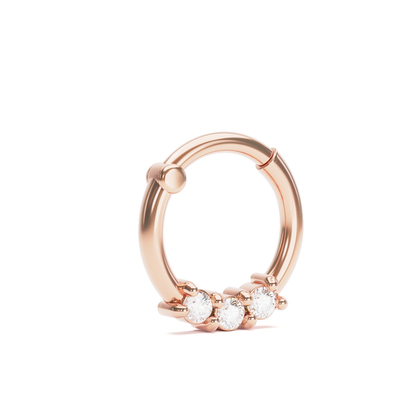 Solid Gold Diamond Clicker Hoop