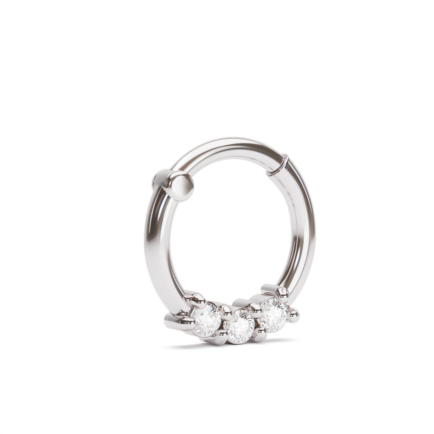 Solid Gold Diamond Clicker Hoop