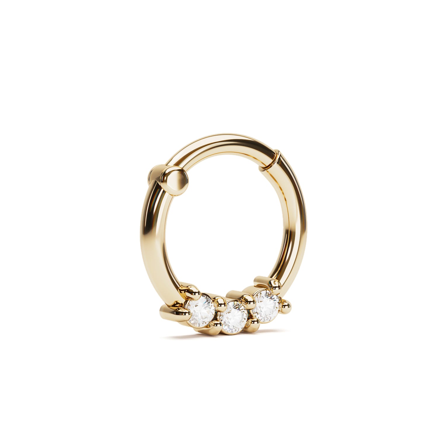 Solid Gold Diamond Clicker Hoop