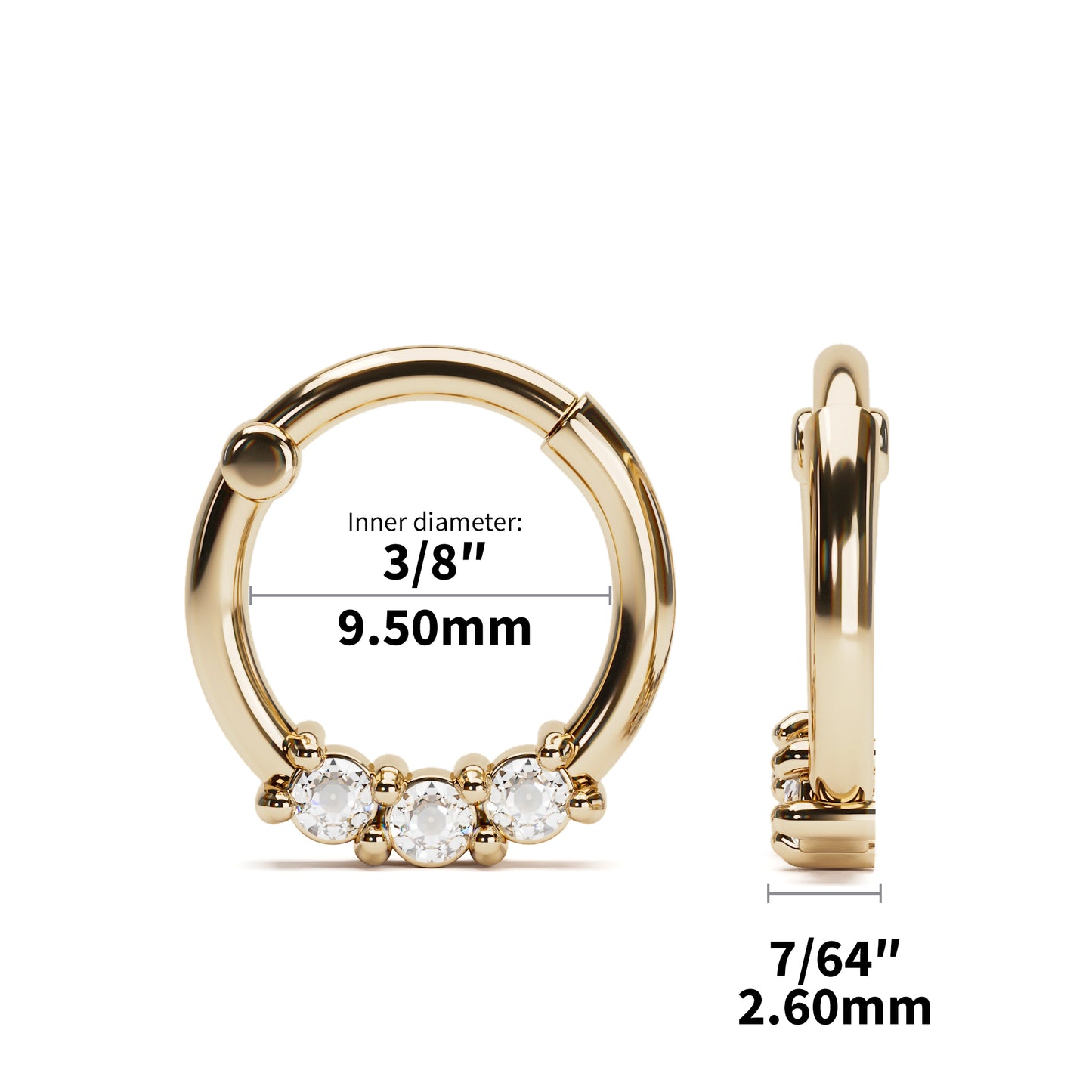 Solid Gold Diamond Clicker Hoop