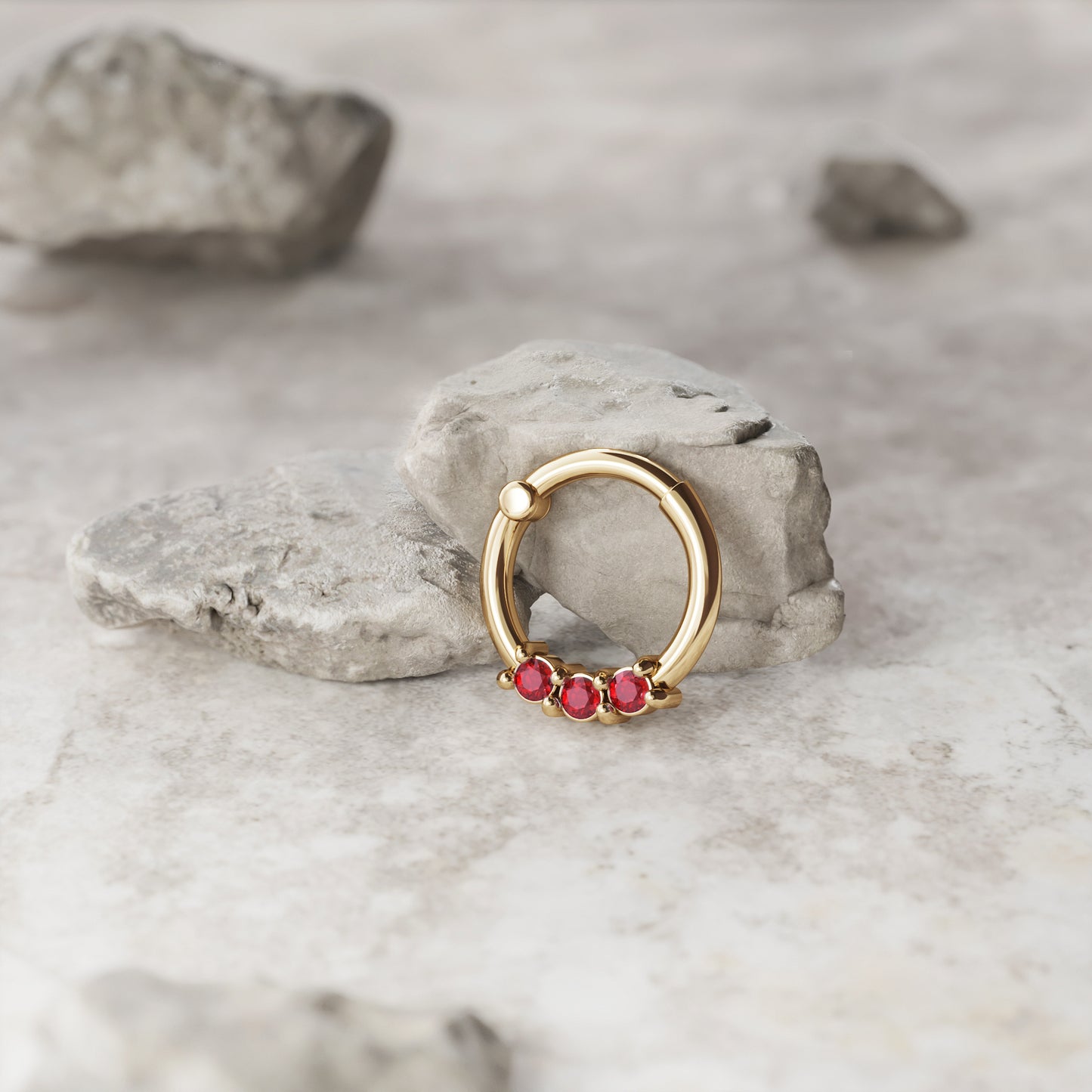 Solid Gold Ruby Clicker Hoop