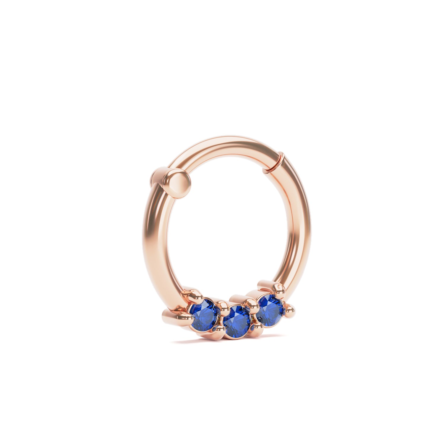 Solid Gold Sapphire Clicker Hoop
