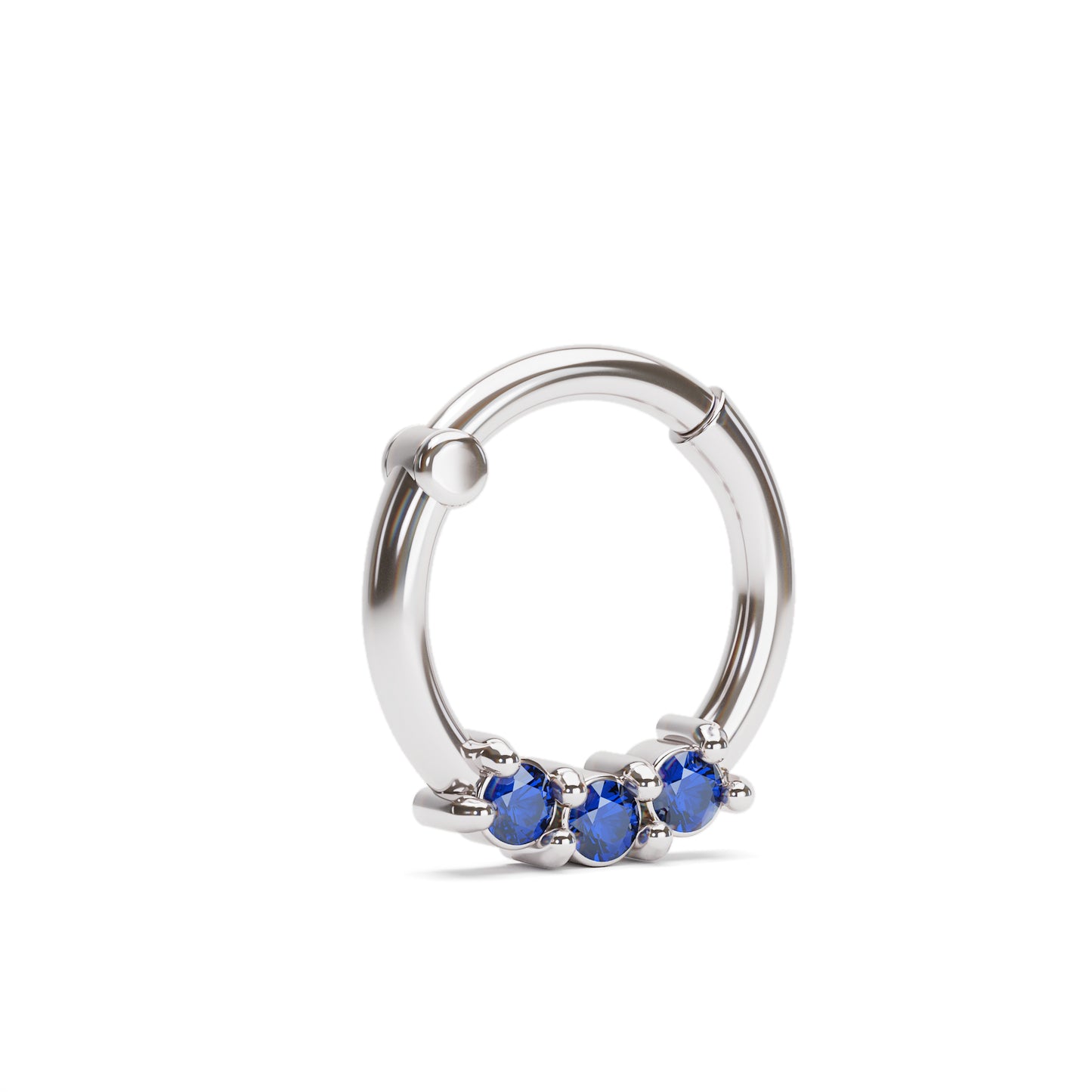 Solid Gold Sapphire Clicker Hoop