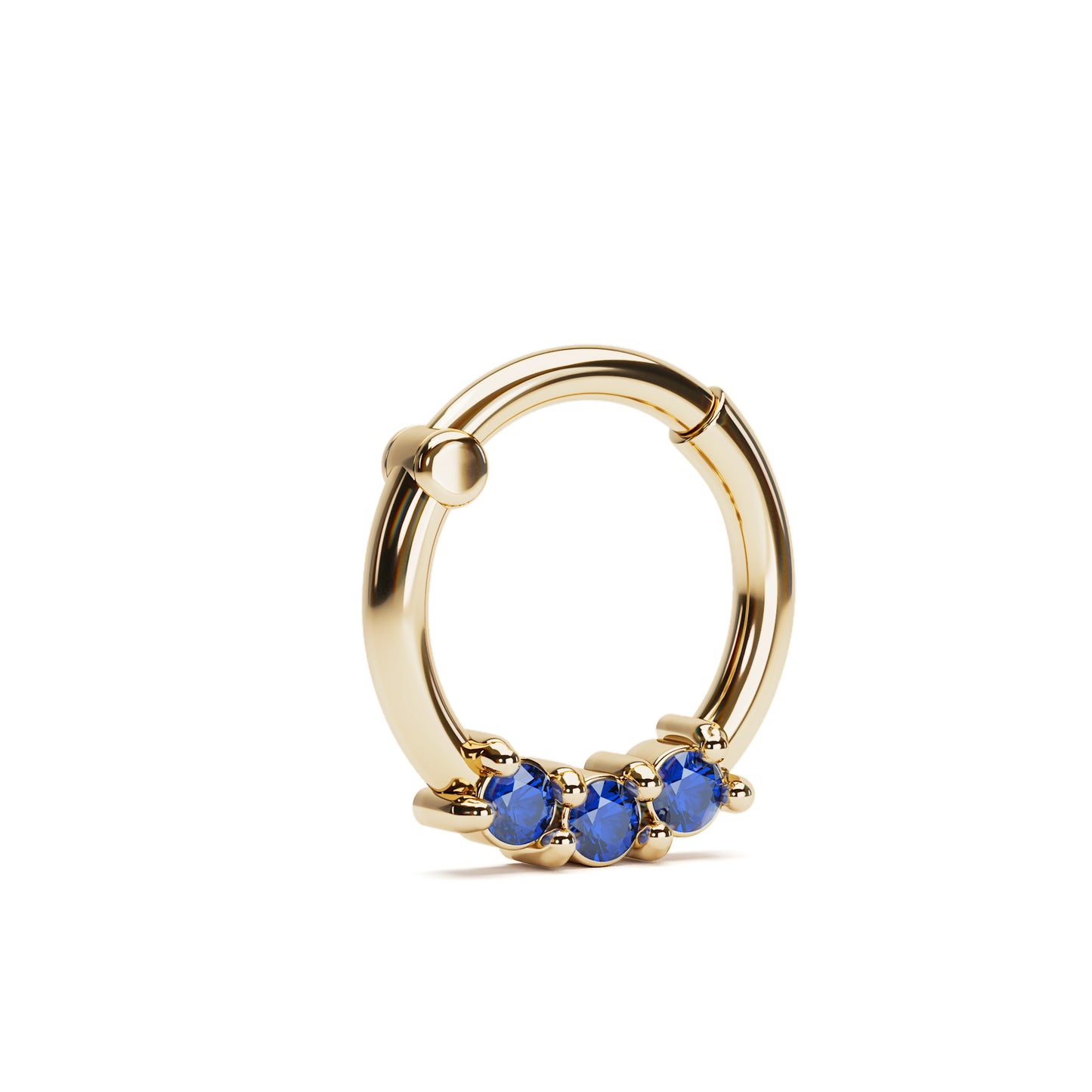 Solid Gold Sapphire Clicker Hoop