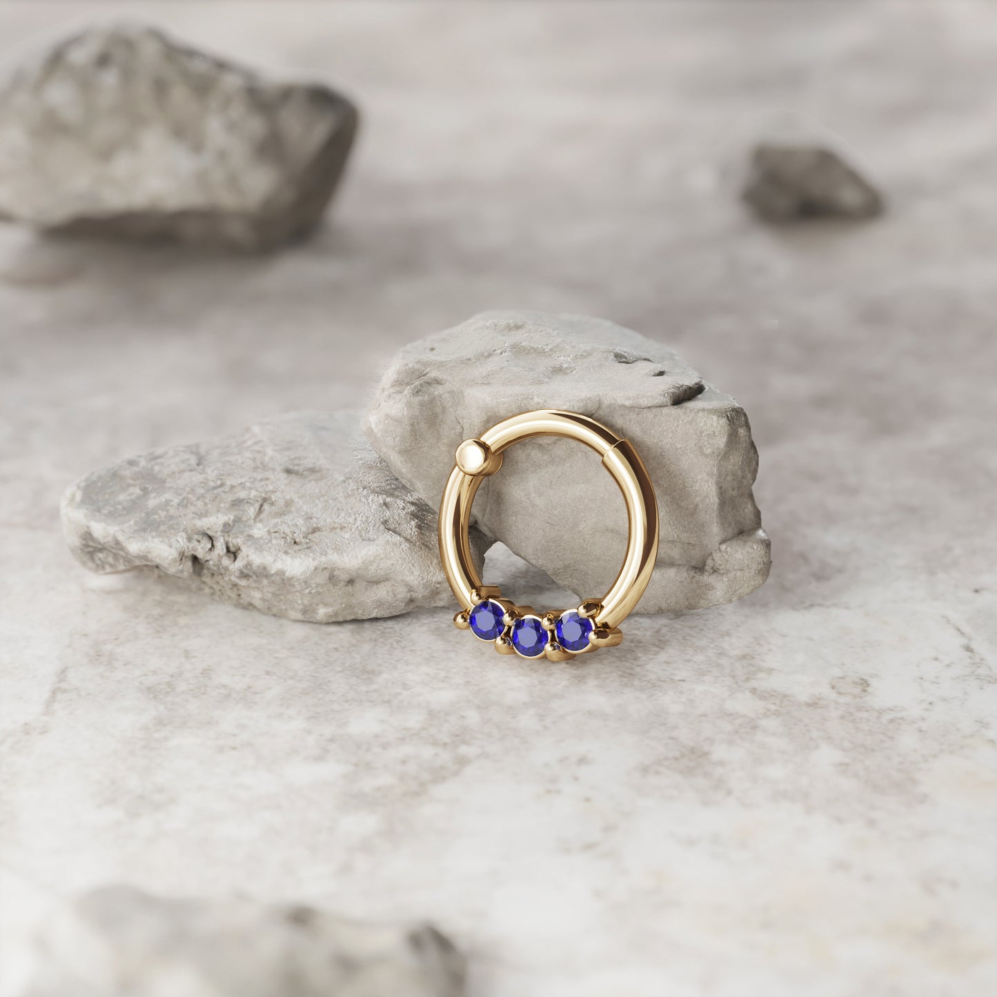 Solid Gold Sapphire Clicker Hoop