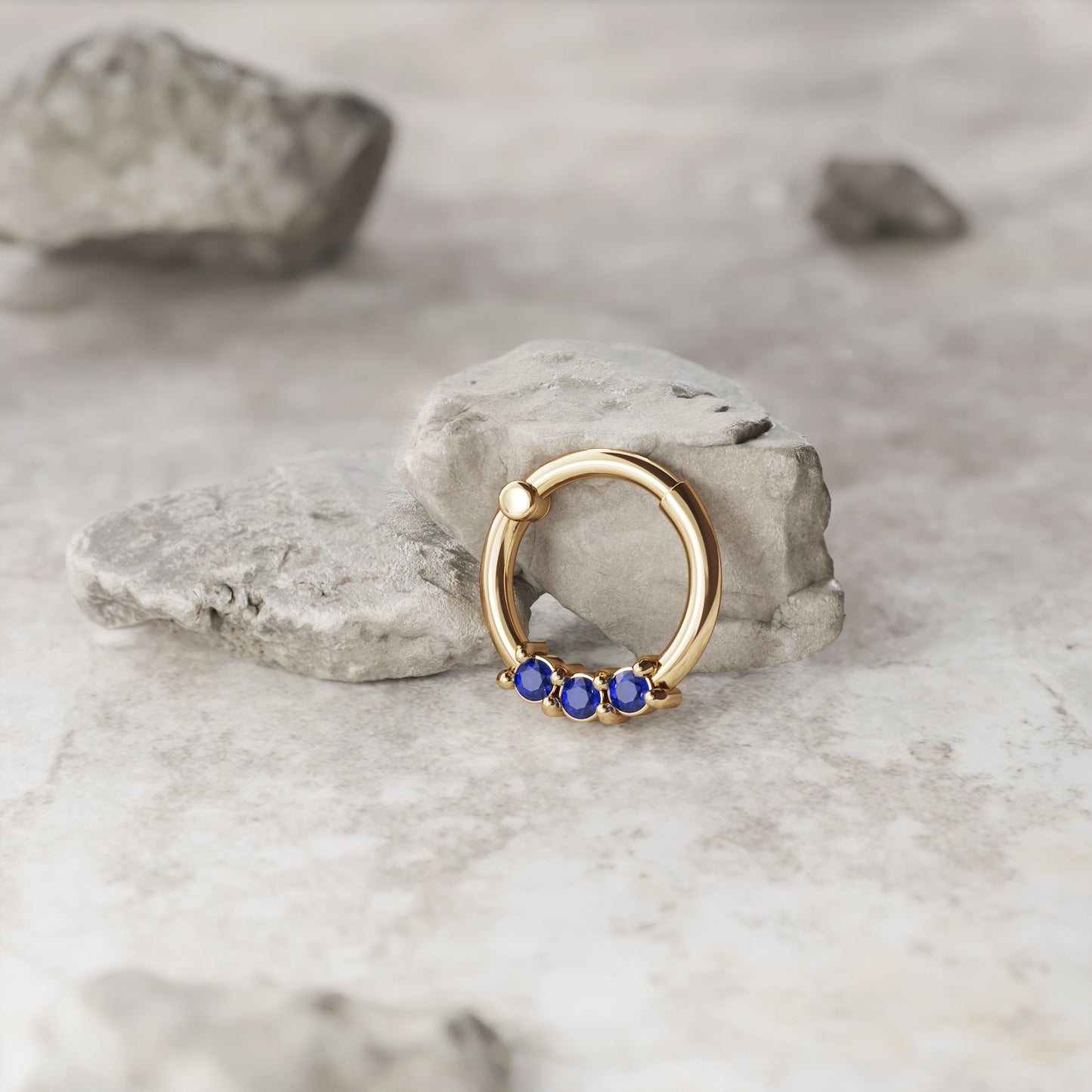 Solid Gold Tanzanite Clicker Hoop